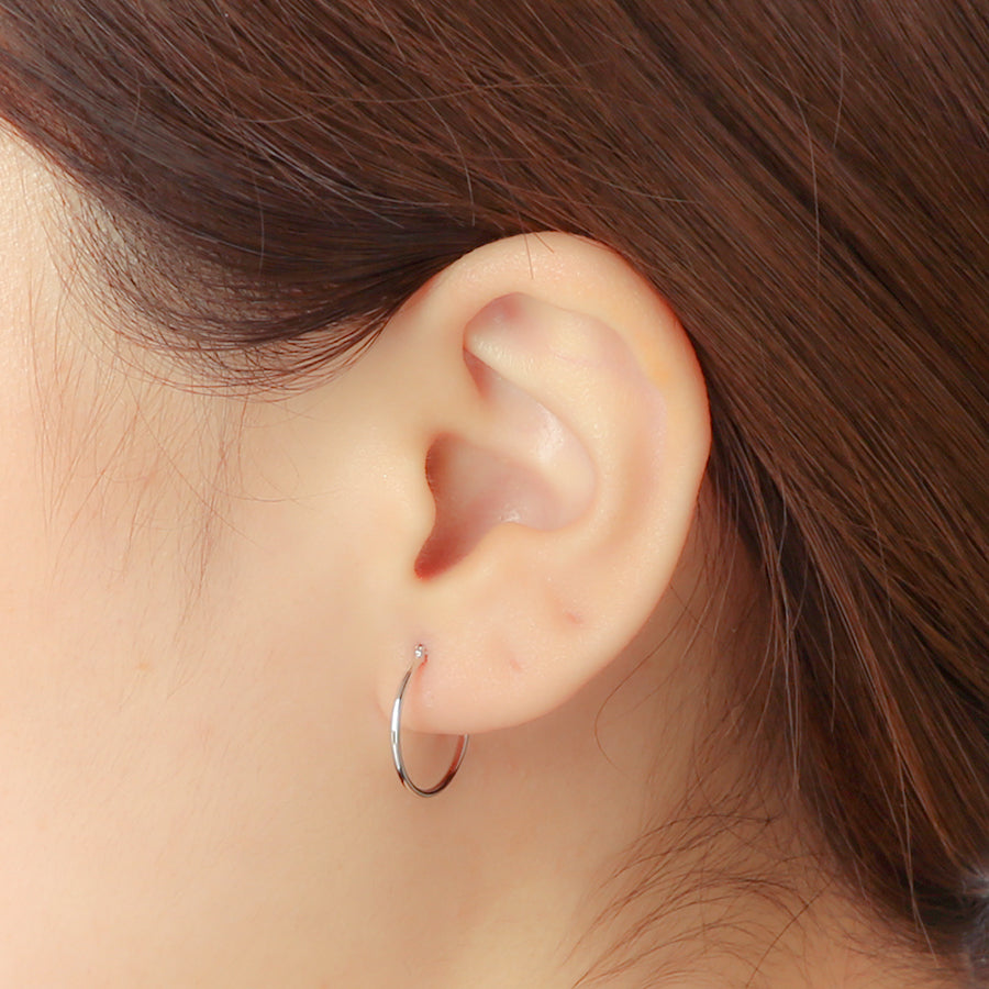 K18 ホワイトゴールド フープ ピアス(15mm)