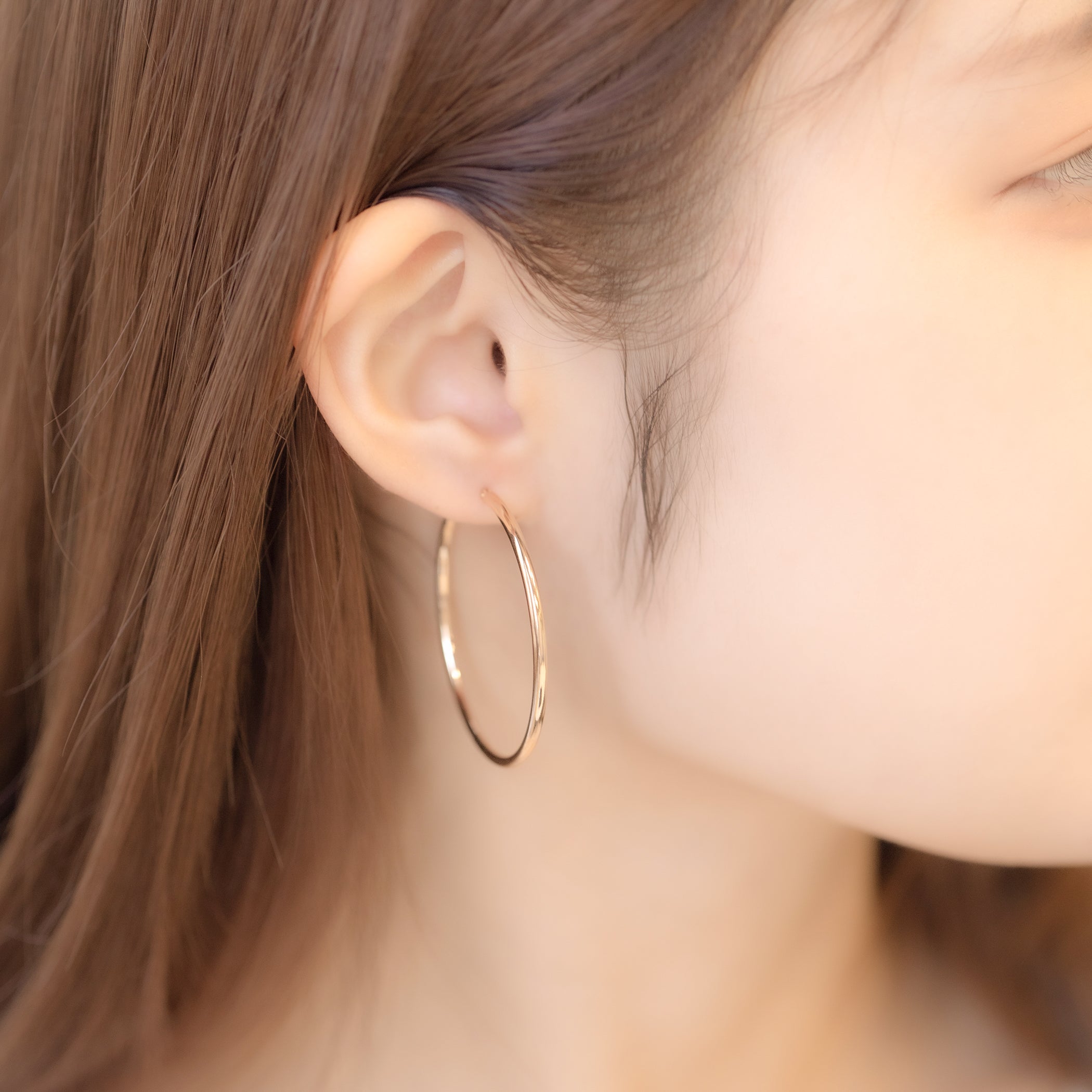 K10 イエローゴールド フープ ピアス(40mm)