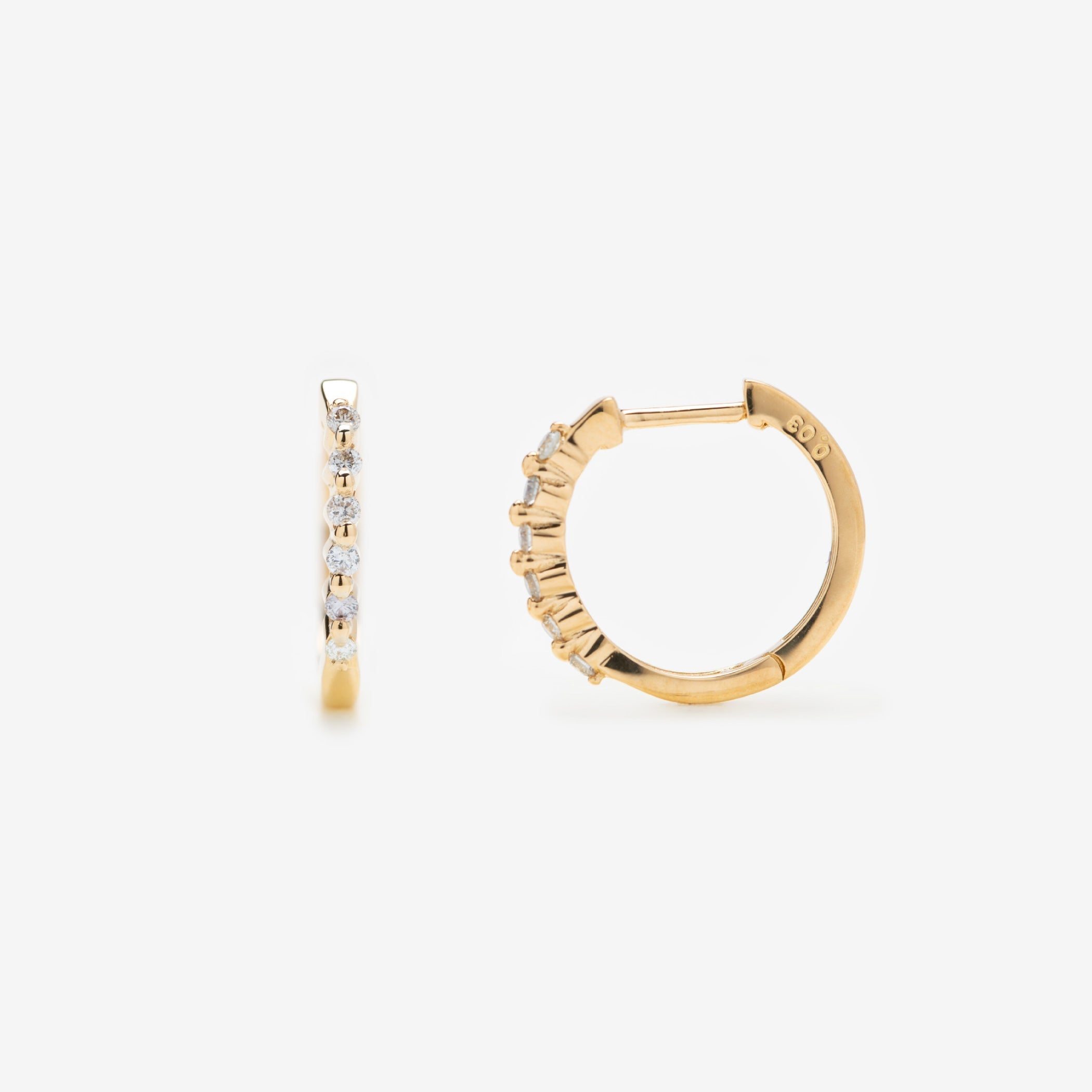 K18 イエローゴールド ダイヤモンド フープ ピアス