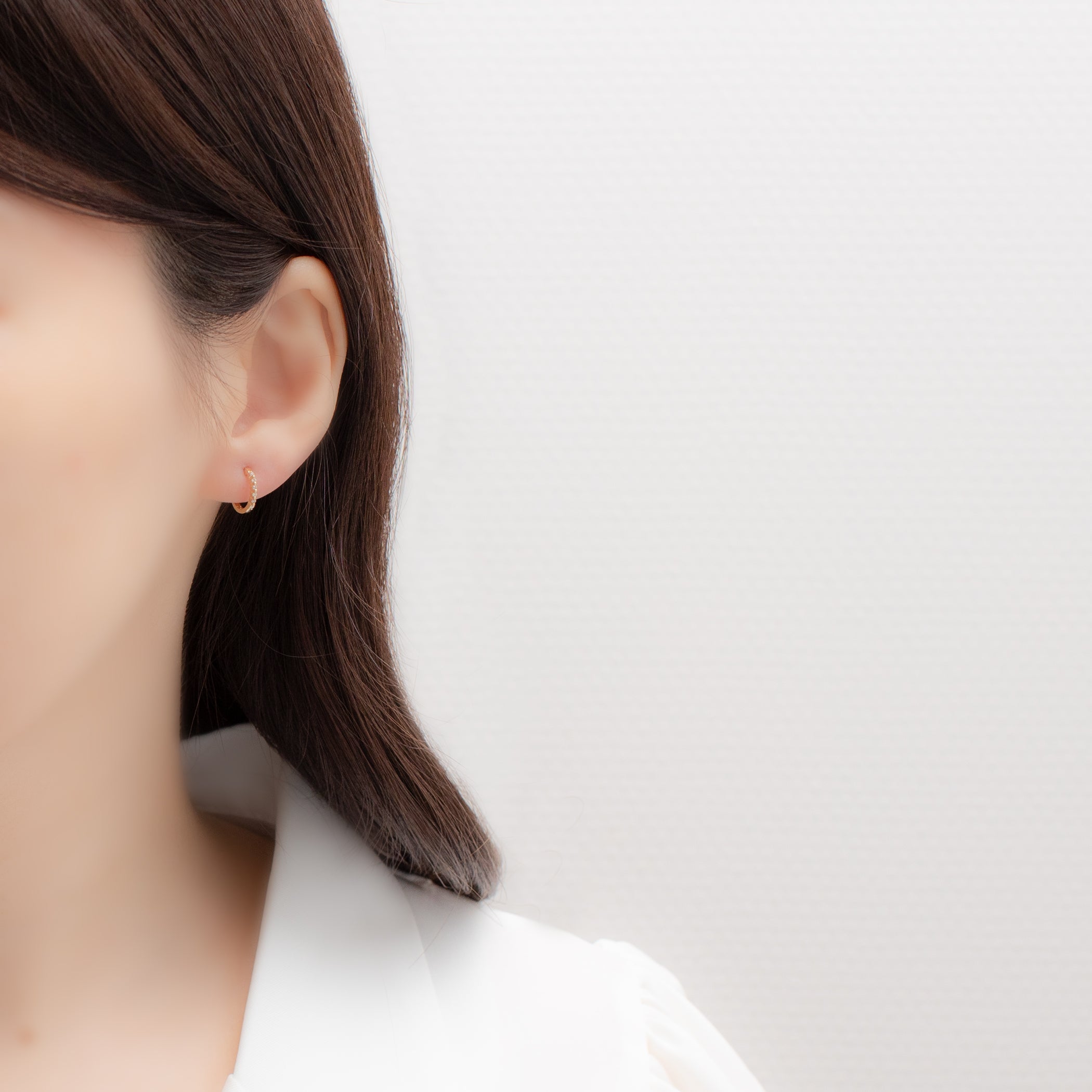 K18 イエローゴールド ダイヤモンド フープ ピアス