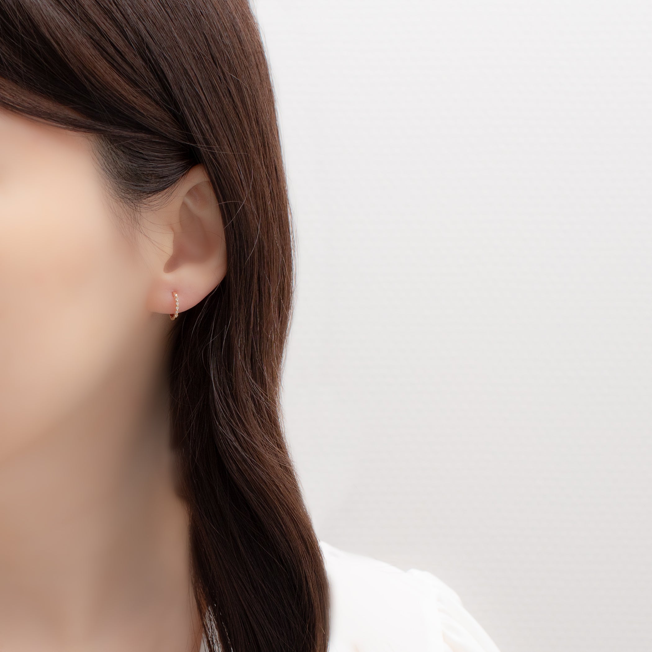 K18 イエローゴールド ダイヤモンド フープ ピアス