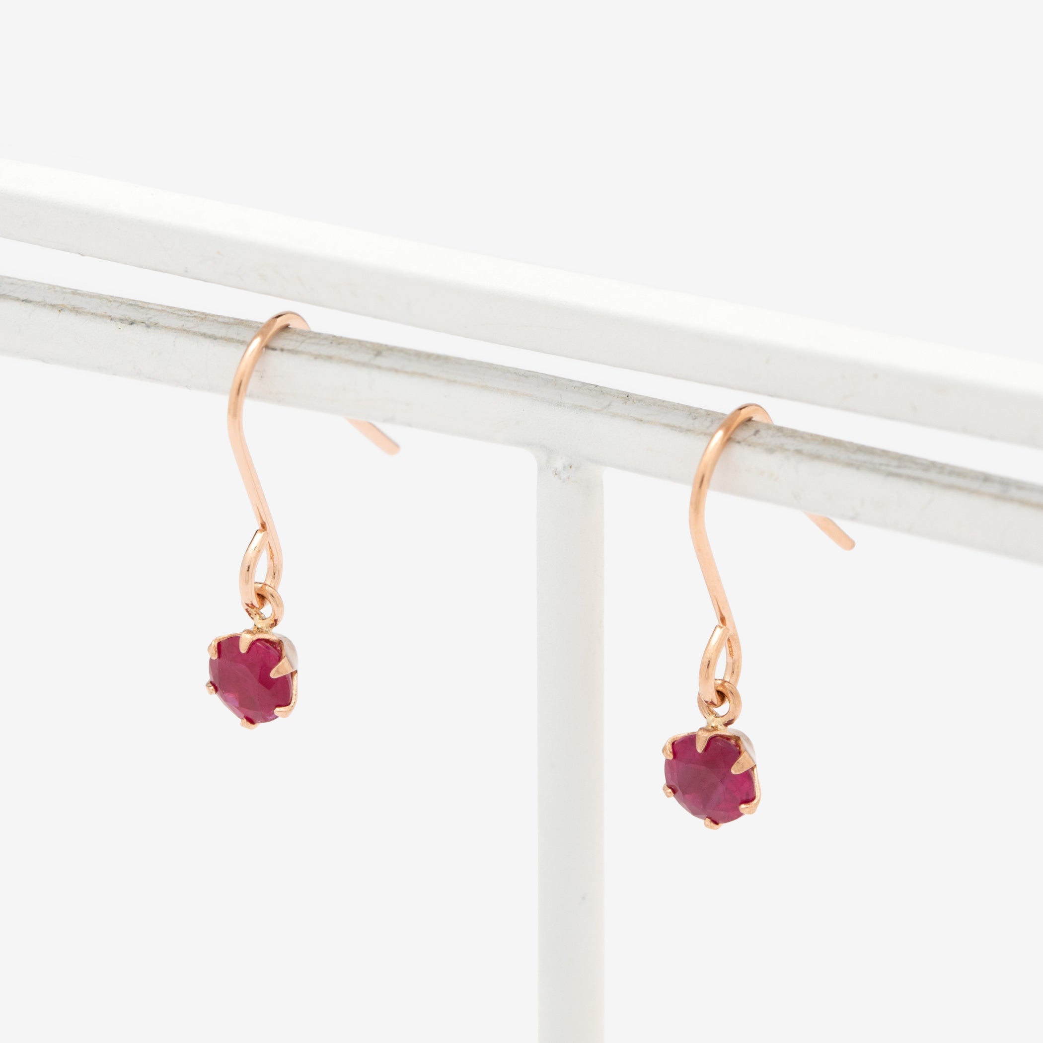 7月誕生石 K18 ピンクゴールド ルビー フック ピアス