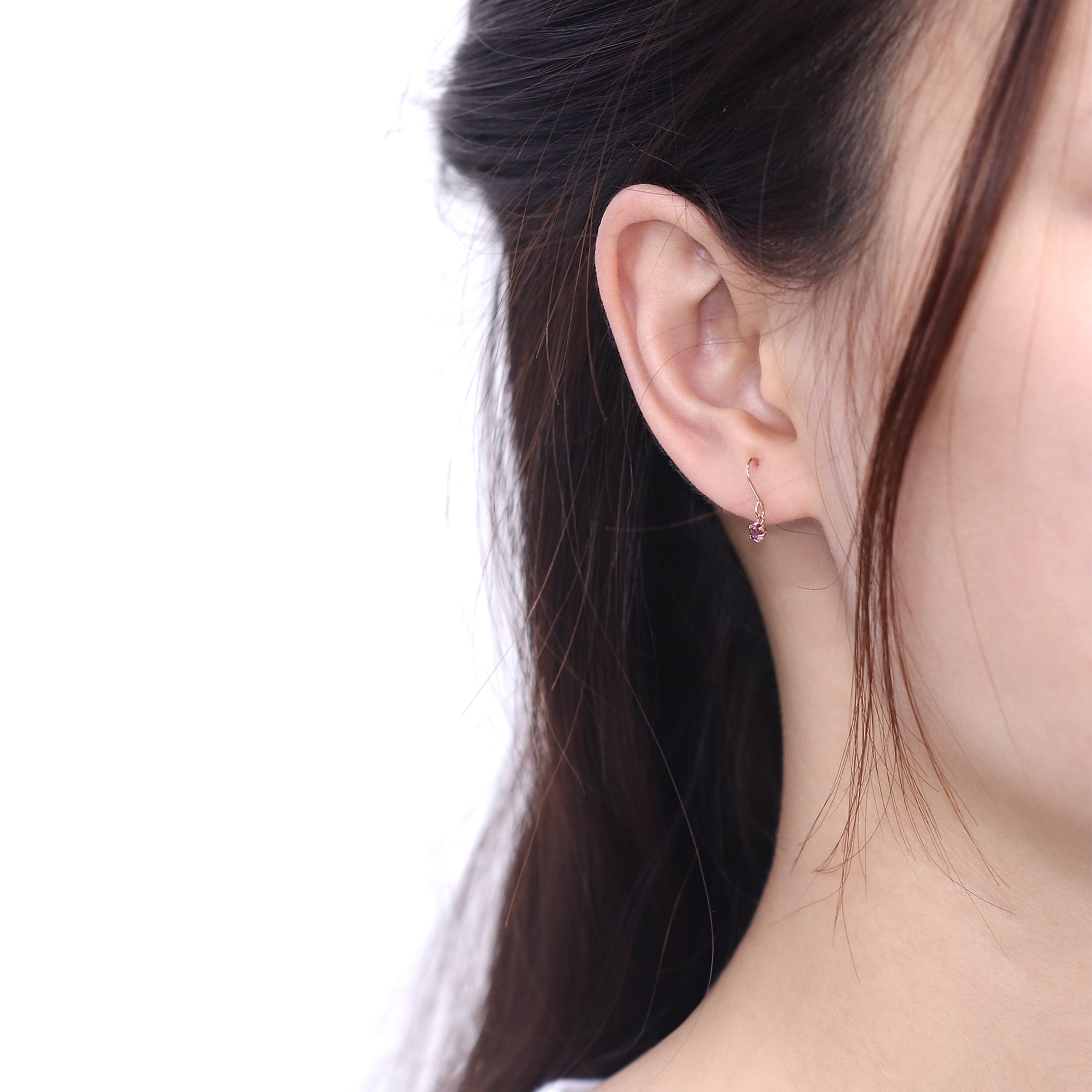 10月誕生石 K18 ピンクゴールド ピンクトルマリン フック ピアス