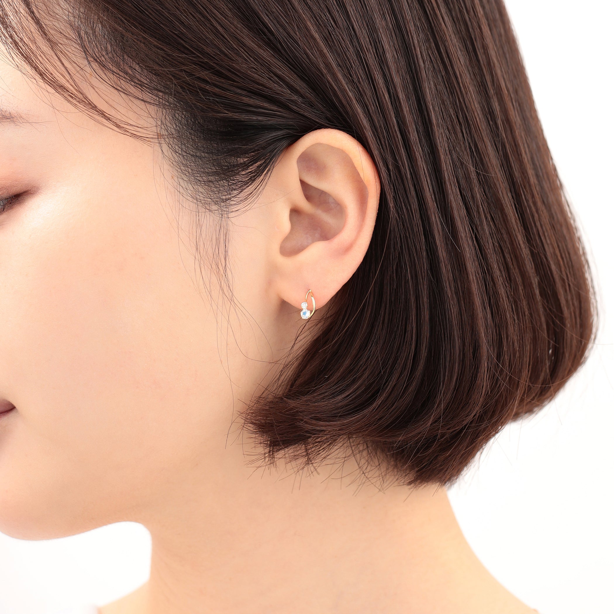 【WEB限定】K10 イエローゴールド ラブラドライト ピアス
