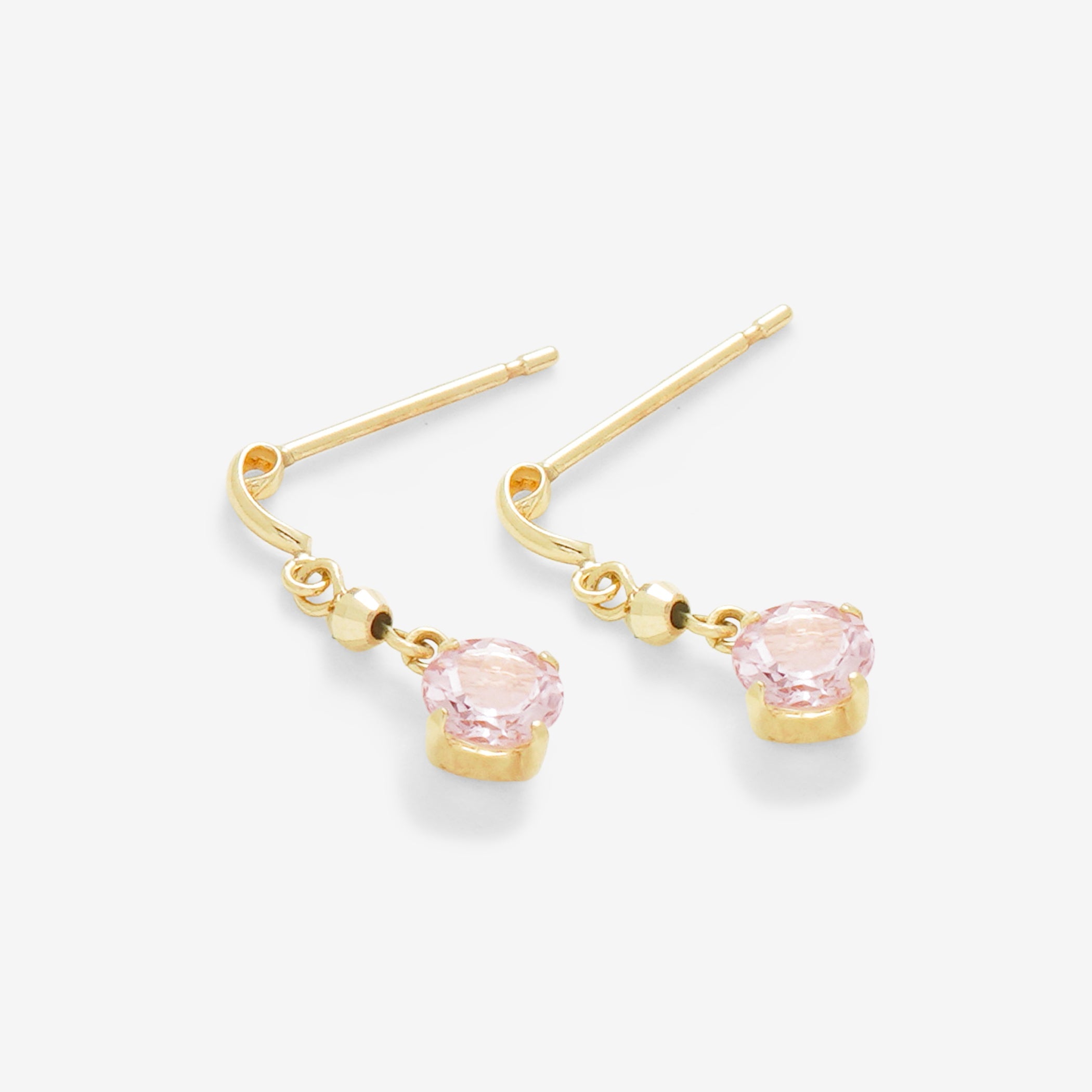 4月誕生石 K10 イエローゴールド モルガナイト しずく ピアス