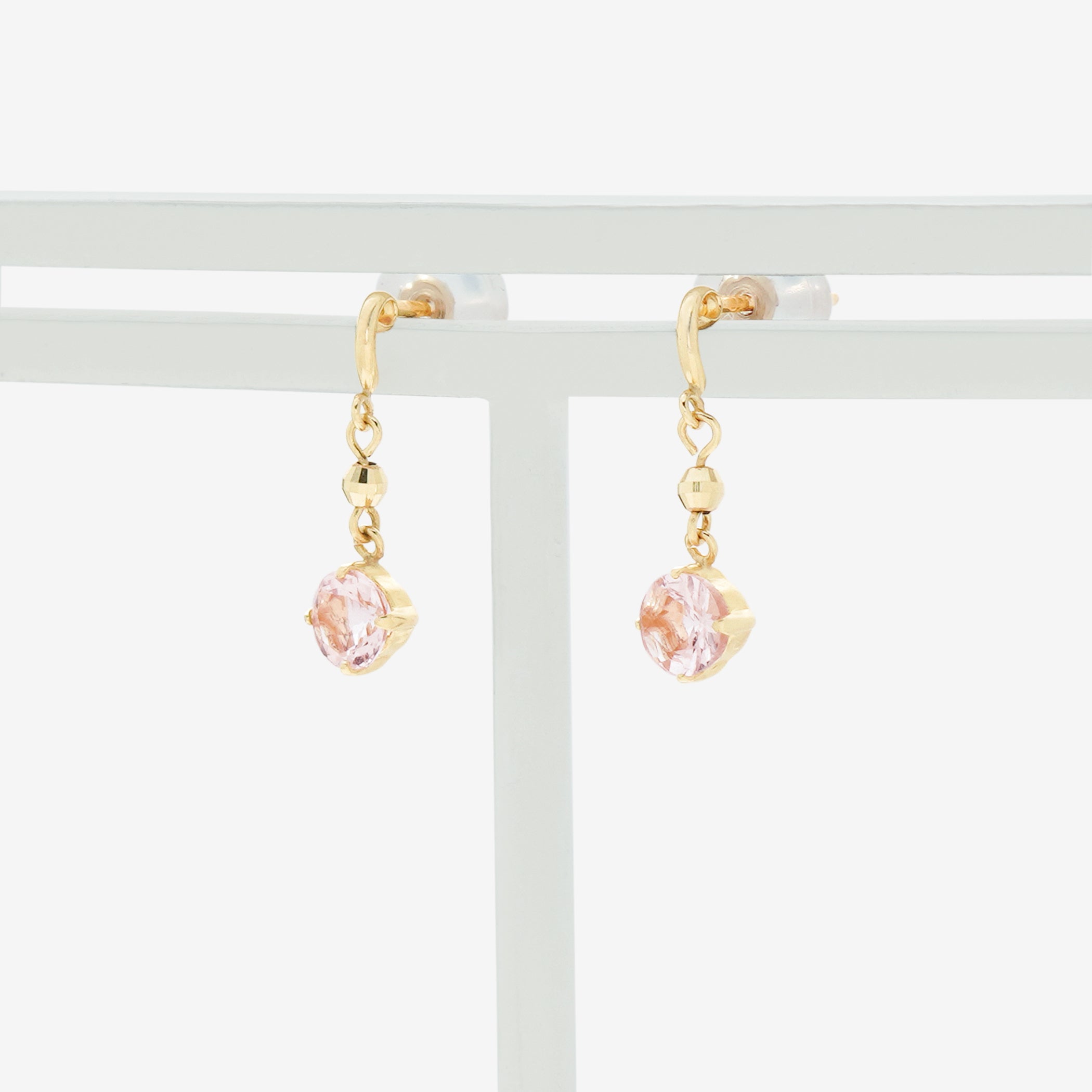 4月誕生石 K10 イエローゴールド モルガナイト しずく ピアス