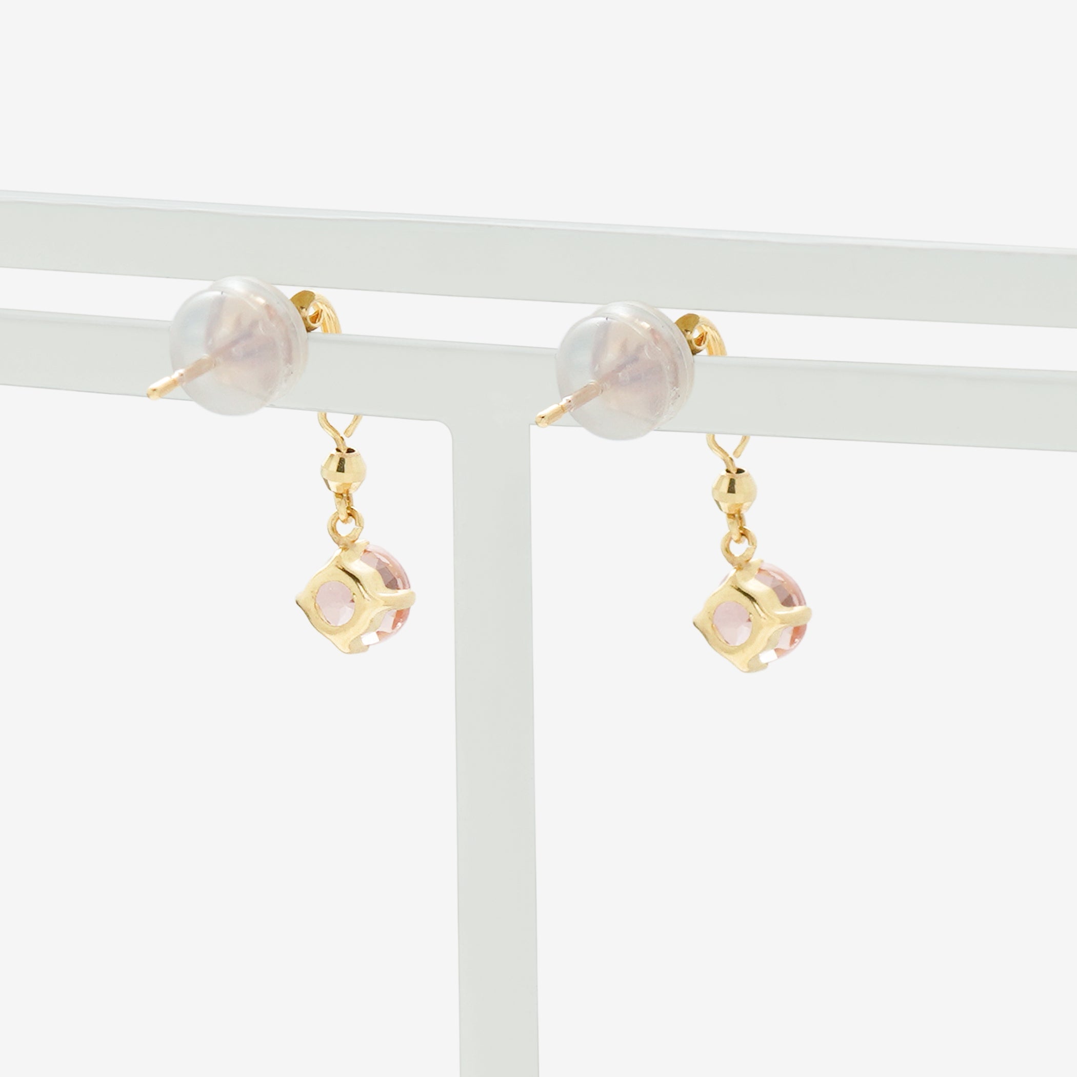 4月誕生石 K10 イエローゴールド モルガナイト しずく ピアス