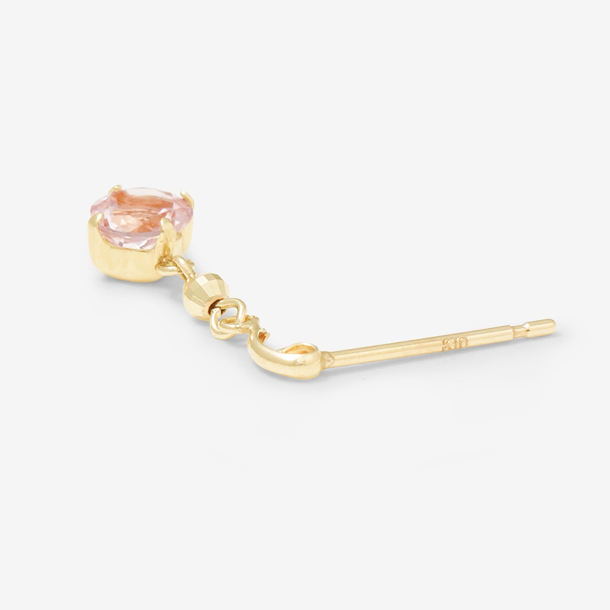 4月誕生石 K10 イエローゴールド モルガナイト しずく ピアス