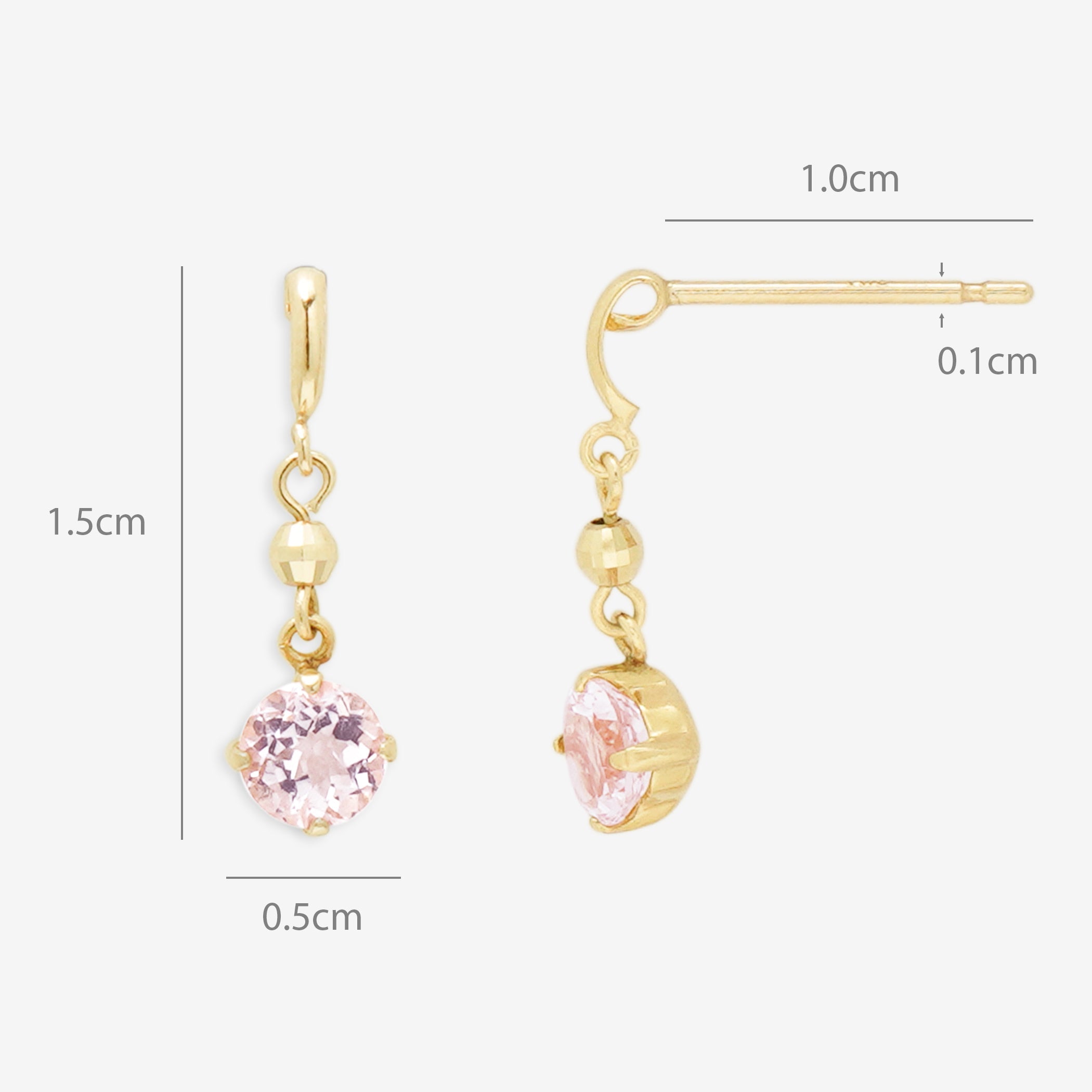 4月誕生石 K10 イエローゴールド モルガナイト しずく ピアス