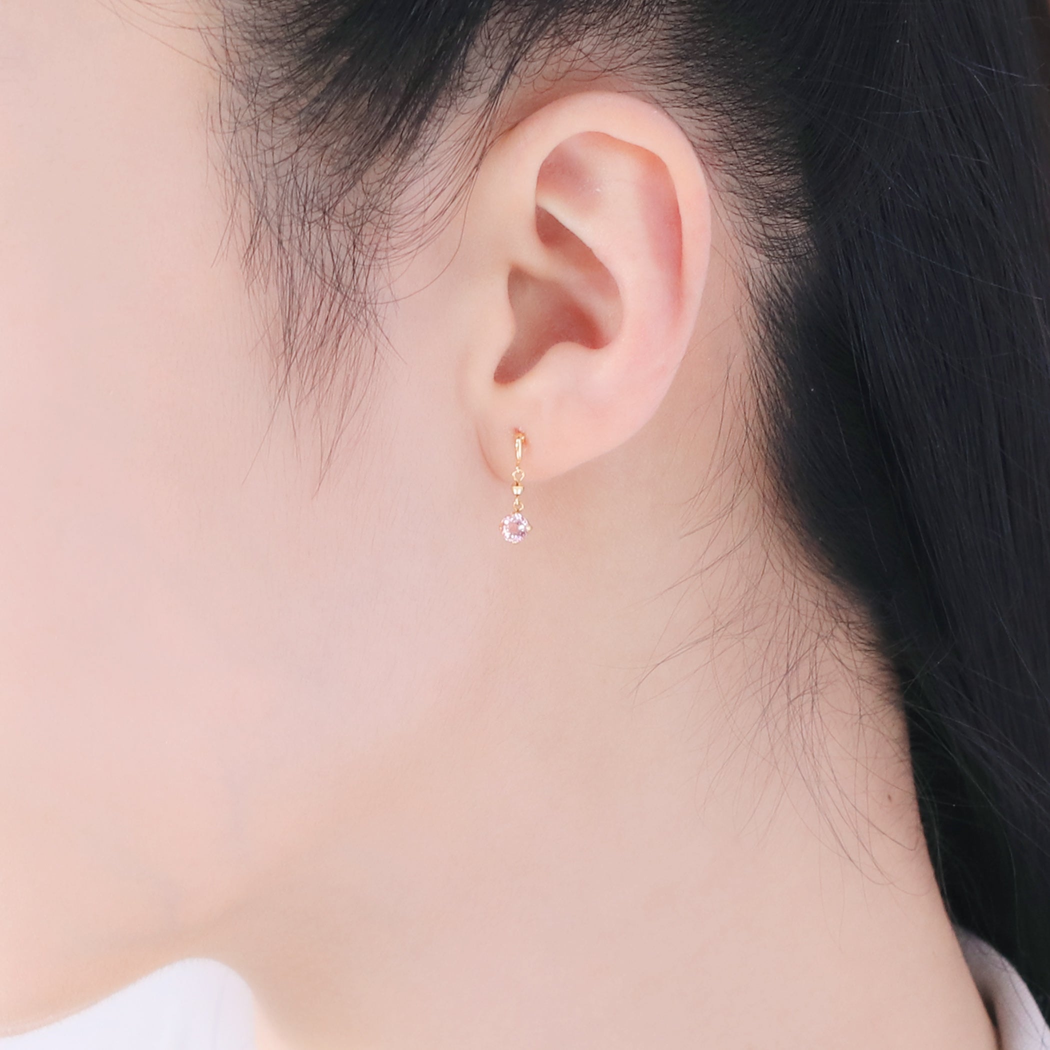 4月誕生石 K10 イエローゴールド モルガナイト しずく ピアス