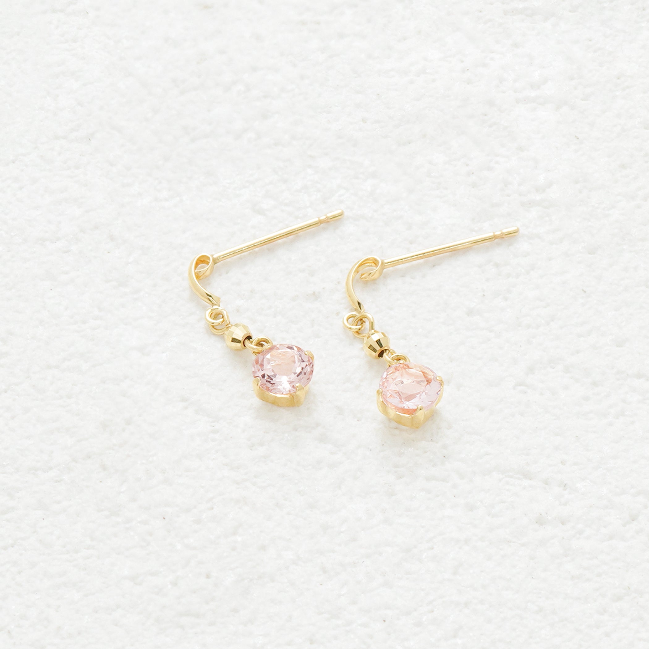 4月誕生石 K10 イエローゴールド モルガナイト しずく ピアス