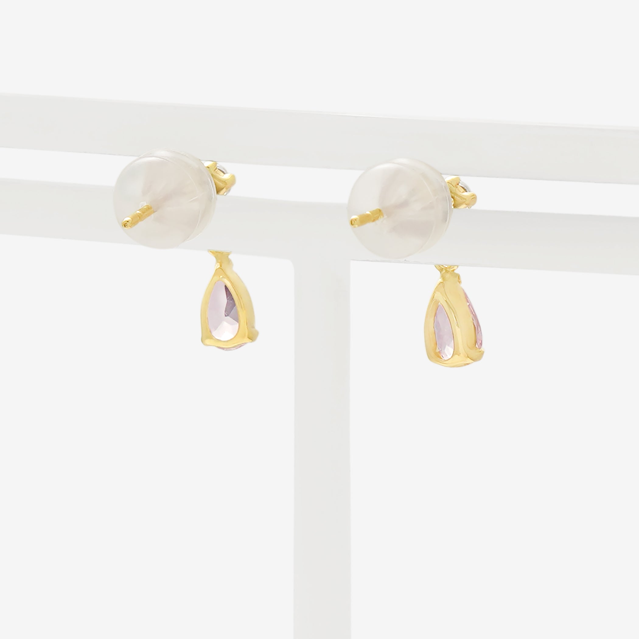 4月誕生石 K10 イエローゴールド モルガナイト しずく ピアス