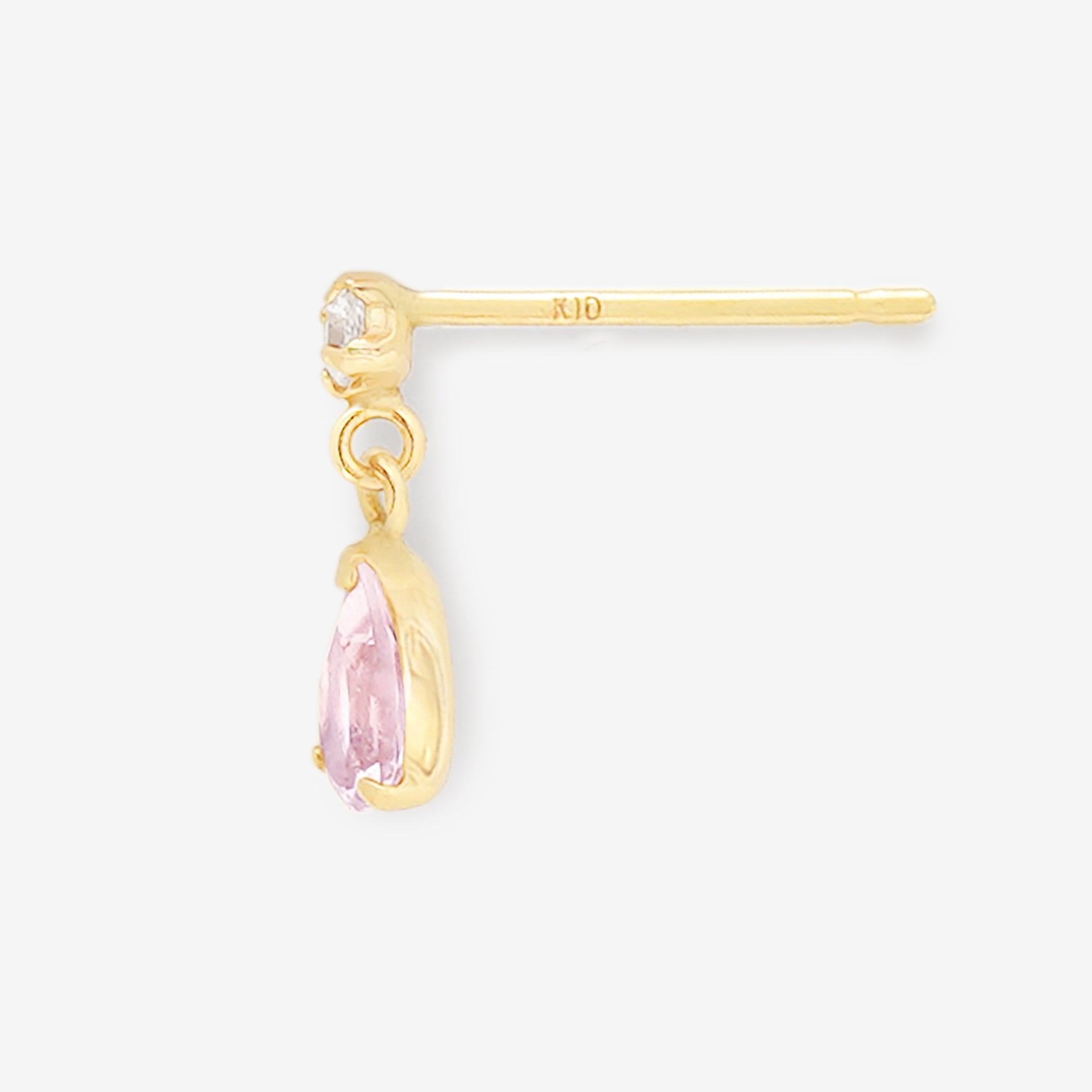 4月誕生石 K10 イエローゴールド モルガナイト しずく ピアス