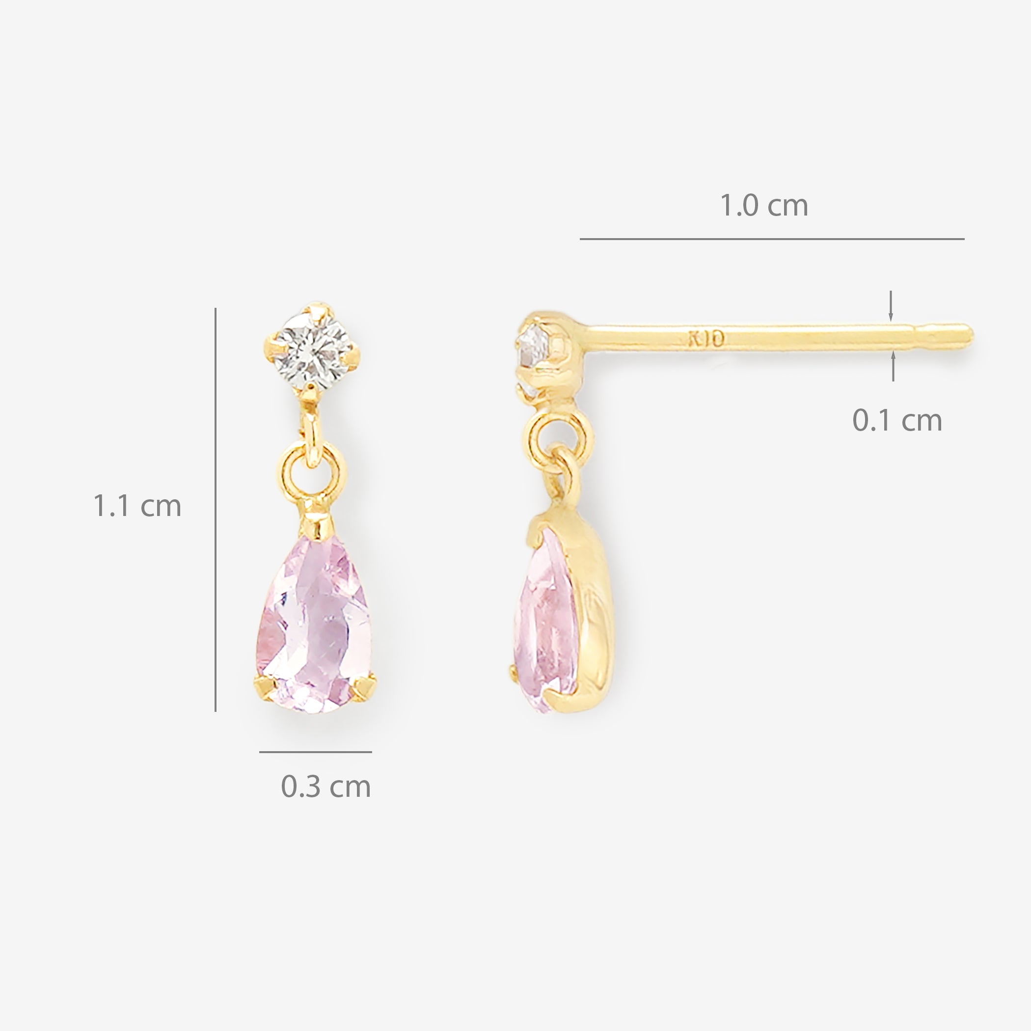 4月誕生石 K10 イエローゴールド モルガナイト しずく ピアス