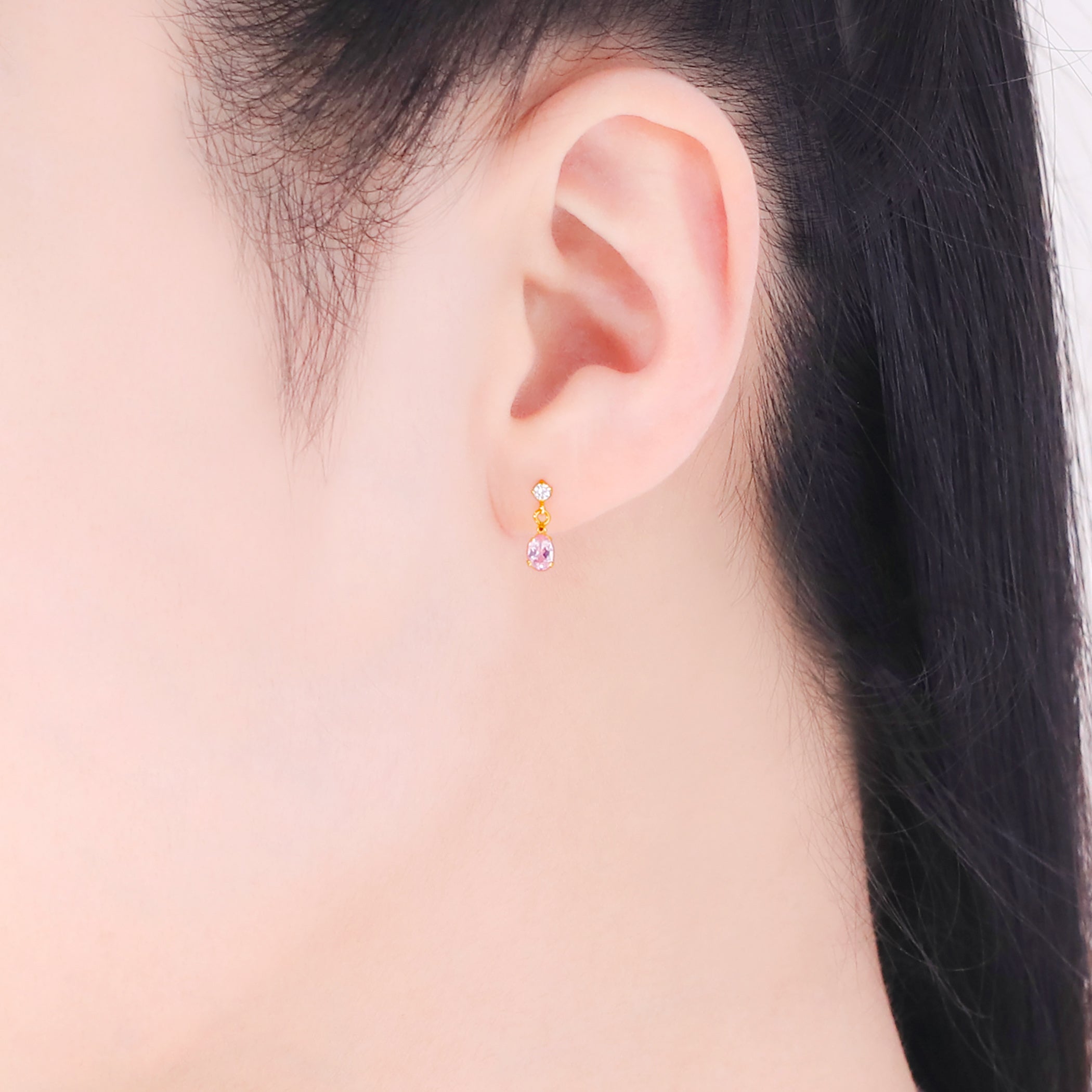 4月誕生石 K10 イエローゴールド モルガナイト しずく ピアス