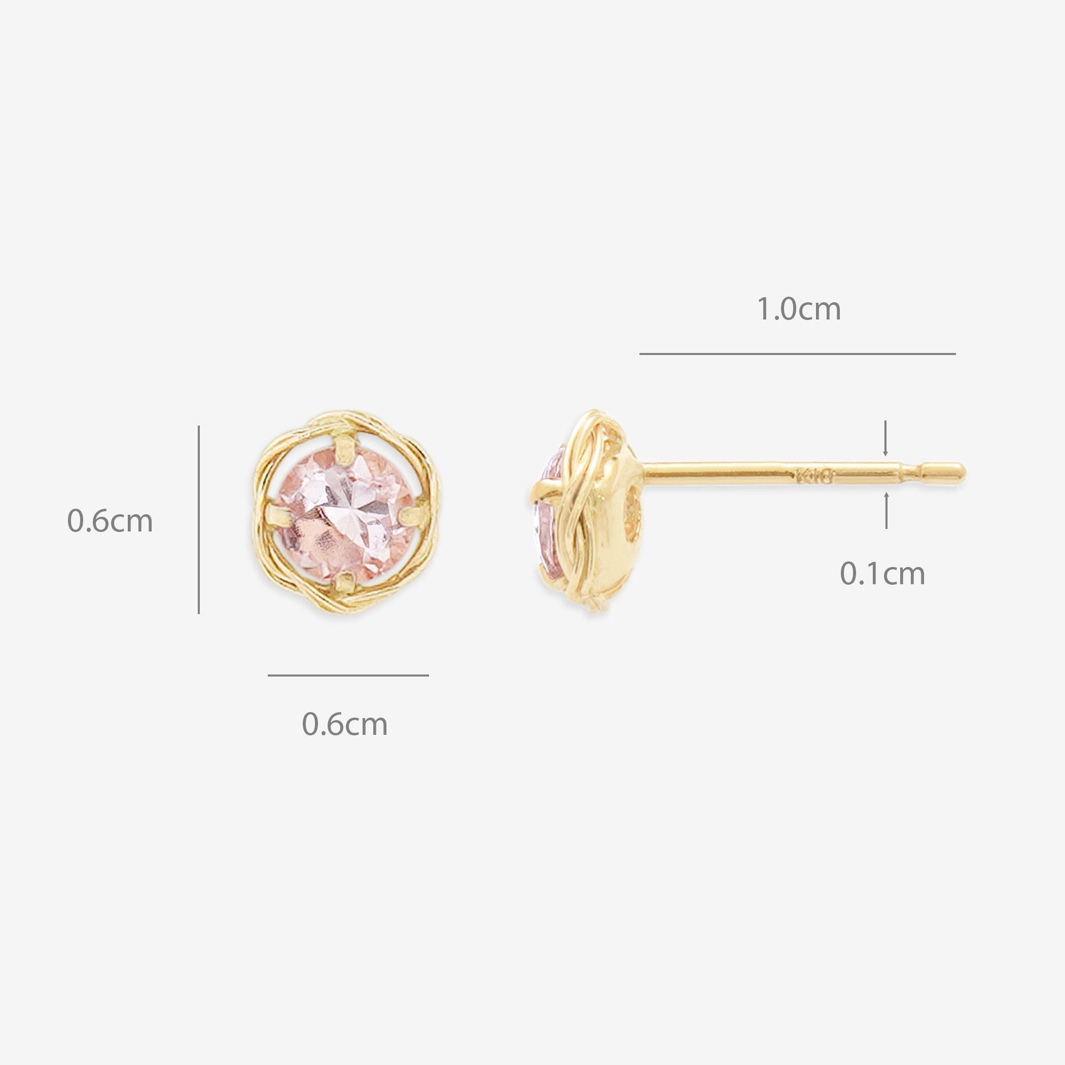 4月誕生石 K10 イエローゴールド モルガナイト ピアス