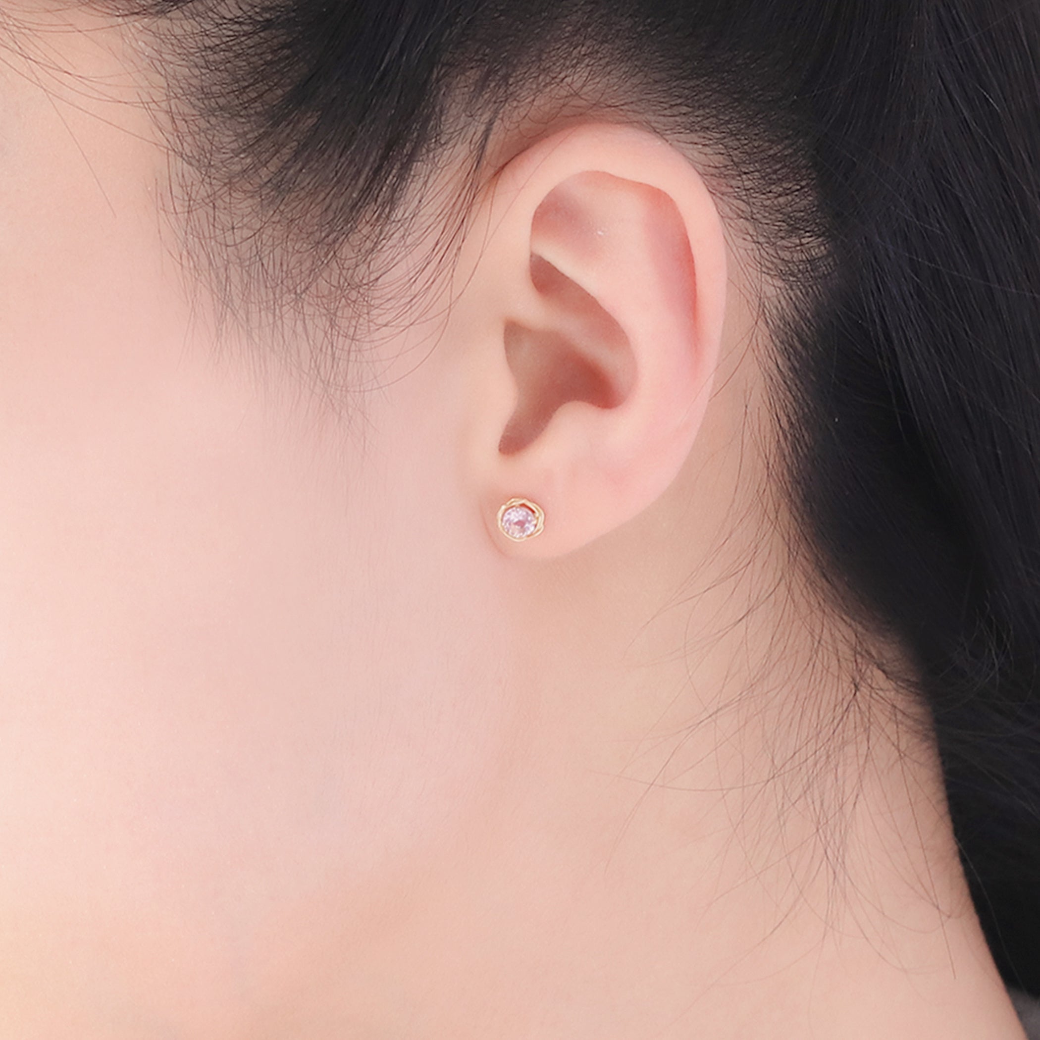 4月誕生石 K10 イエローゴールド モルガナイト ピアス