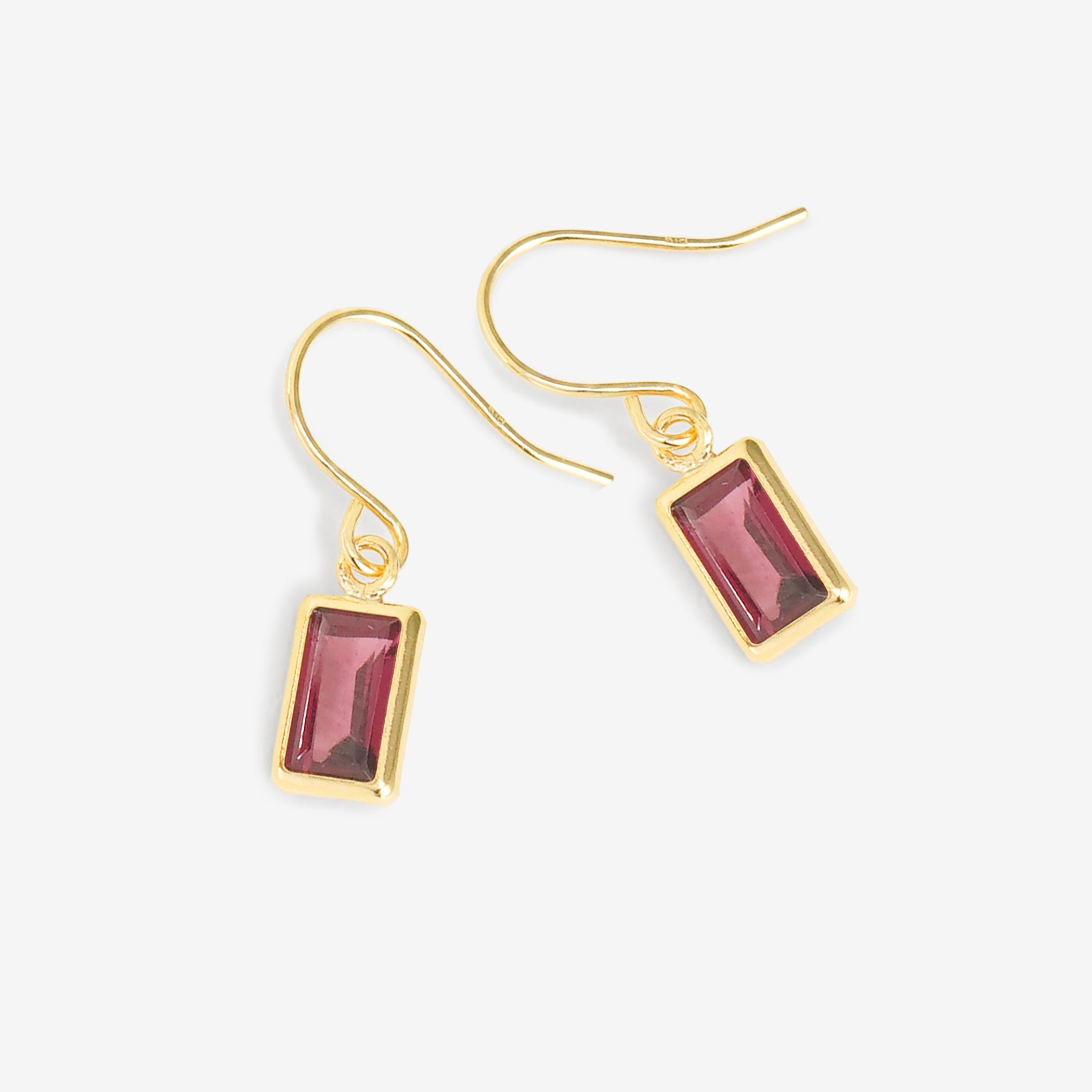 1月誕生石 K18 イエローゴールド ロードライトガーネット フック ピアス