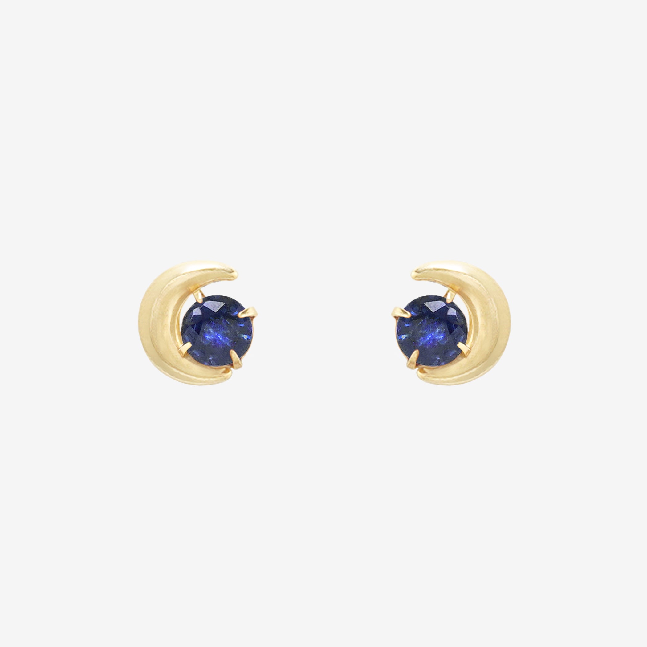 WEB限定】9月誕生石 K10 イエローゴールド サファイア ムーン ピアス