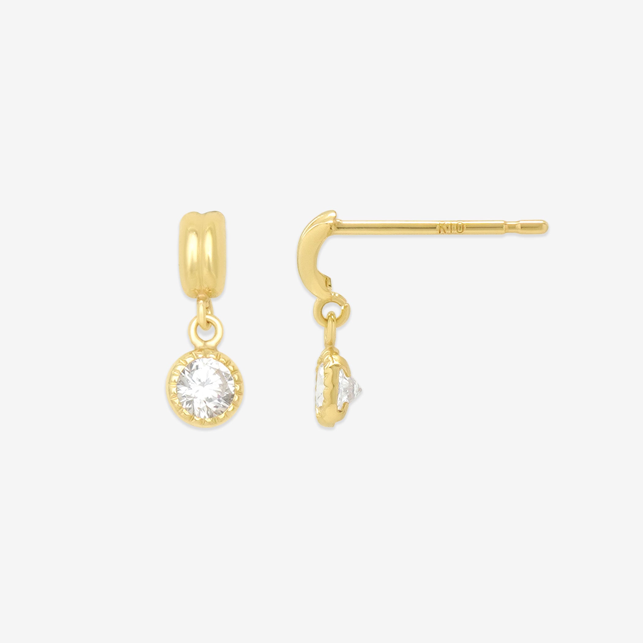 K10 イエローゴールド キュービックジルコニア ピアス