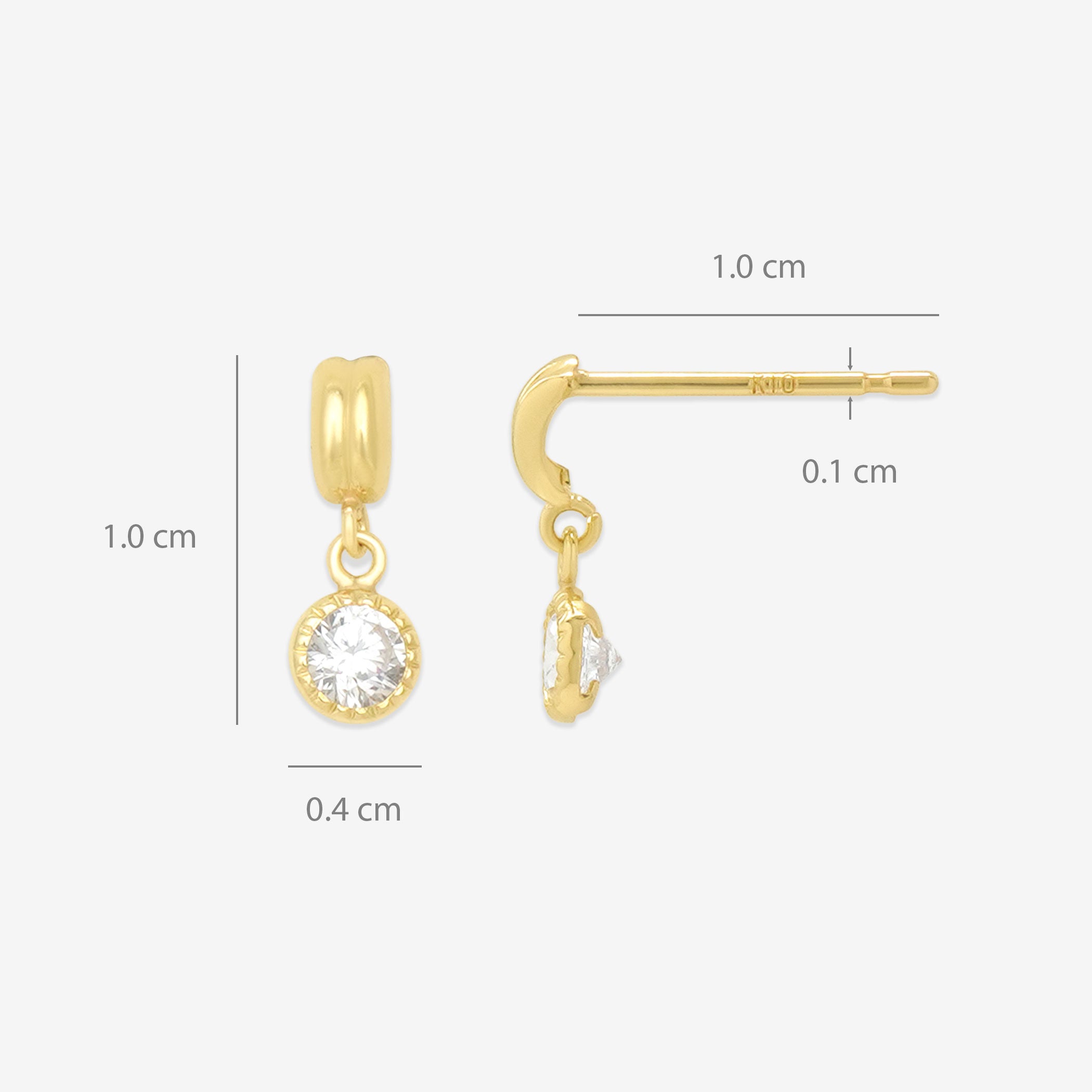 K10 イエローゴールド キュービックジルコニア ピアス