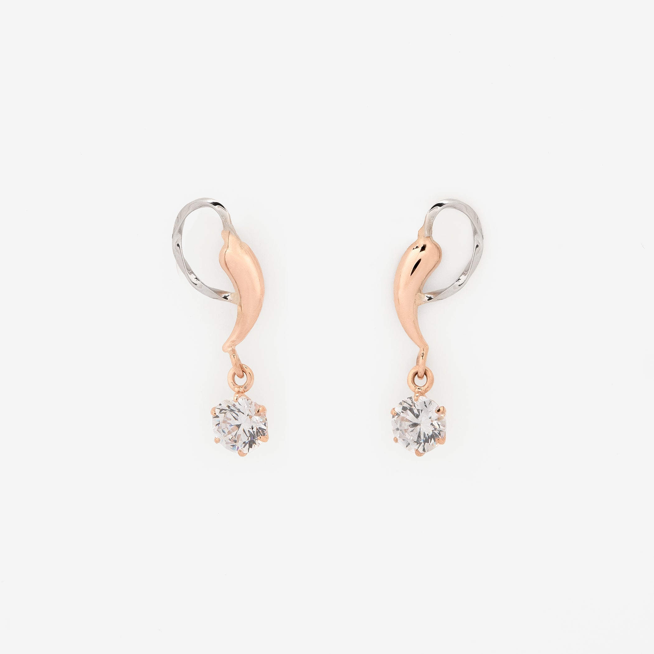 K10 ピンクゴールド/プラチナ キュービックジルコニア ピアス