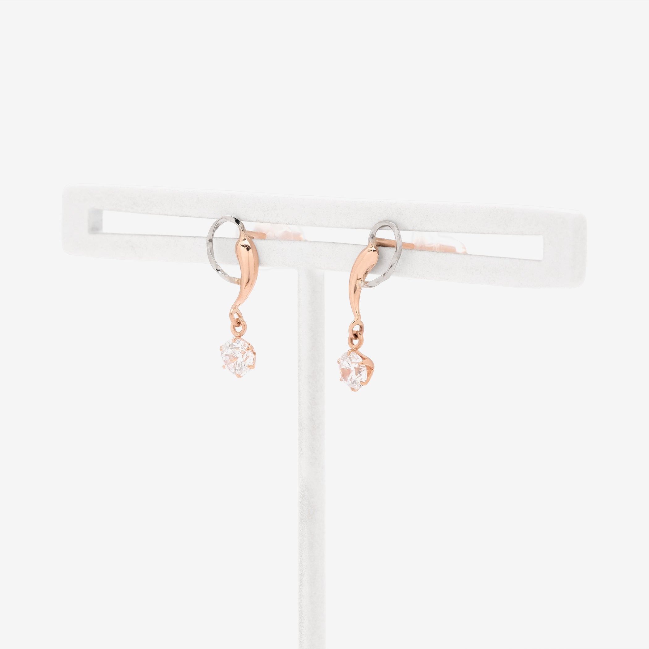 K10 ピンクゴールド/プラチナ キュービックジルコニア ピアス