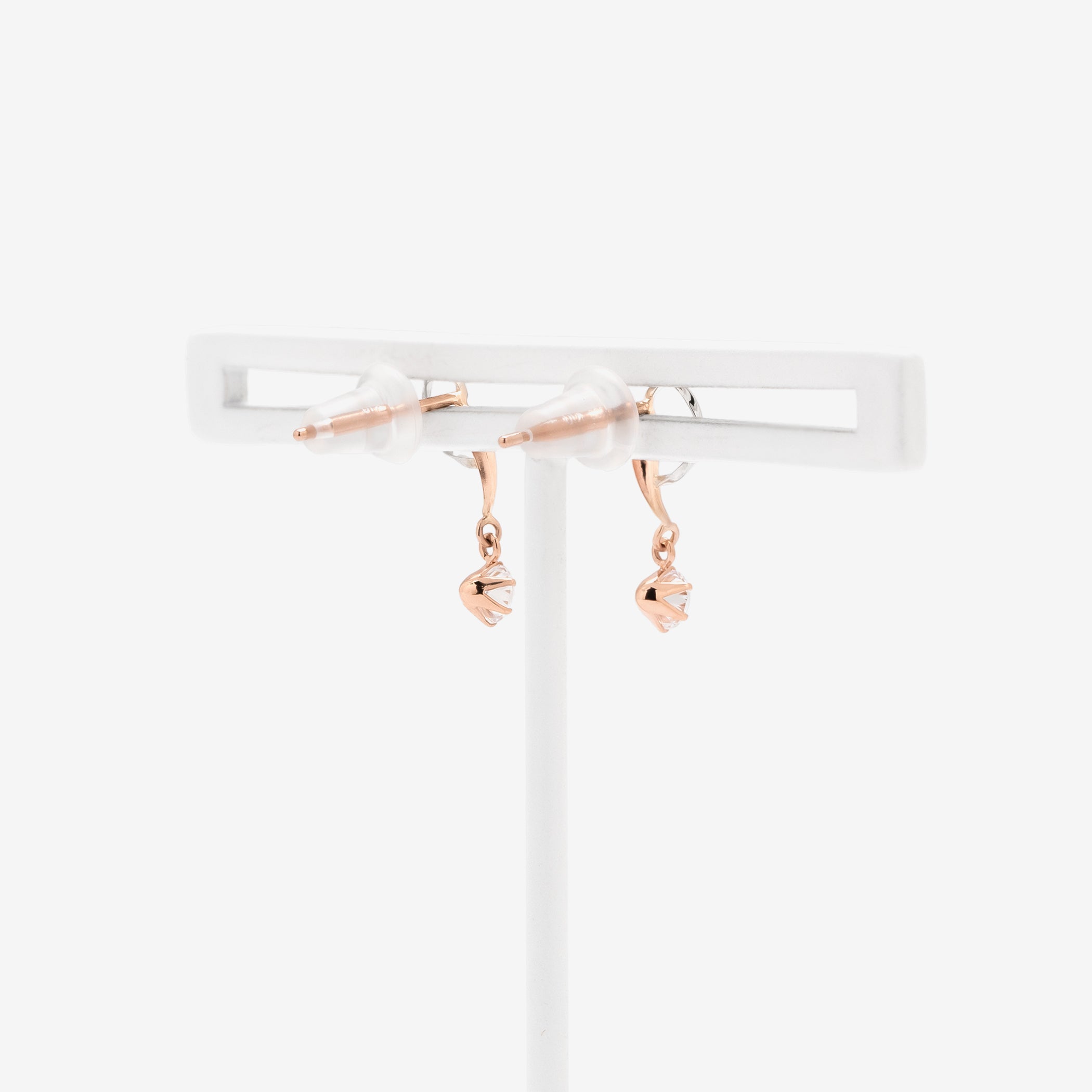 K10 ピンクゴールド/プラチナ キュービックジルコニア ピアス