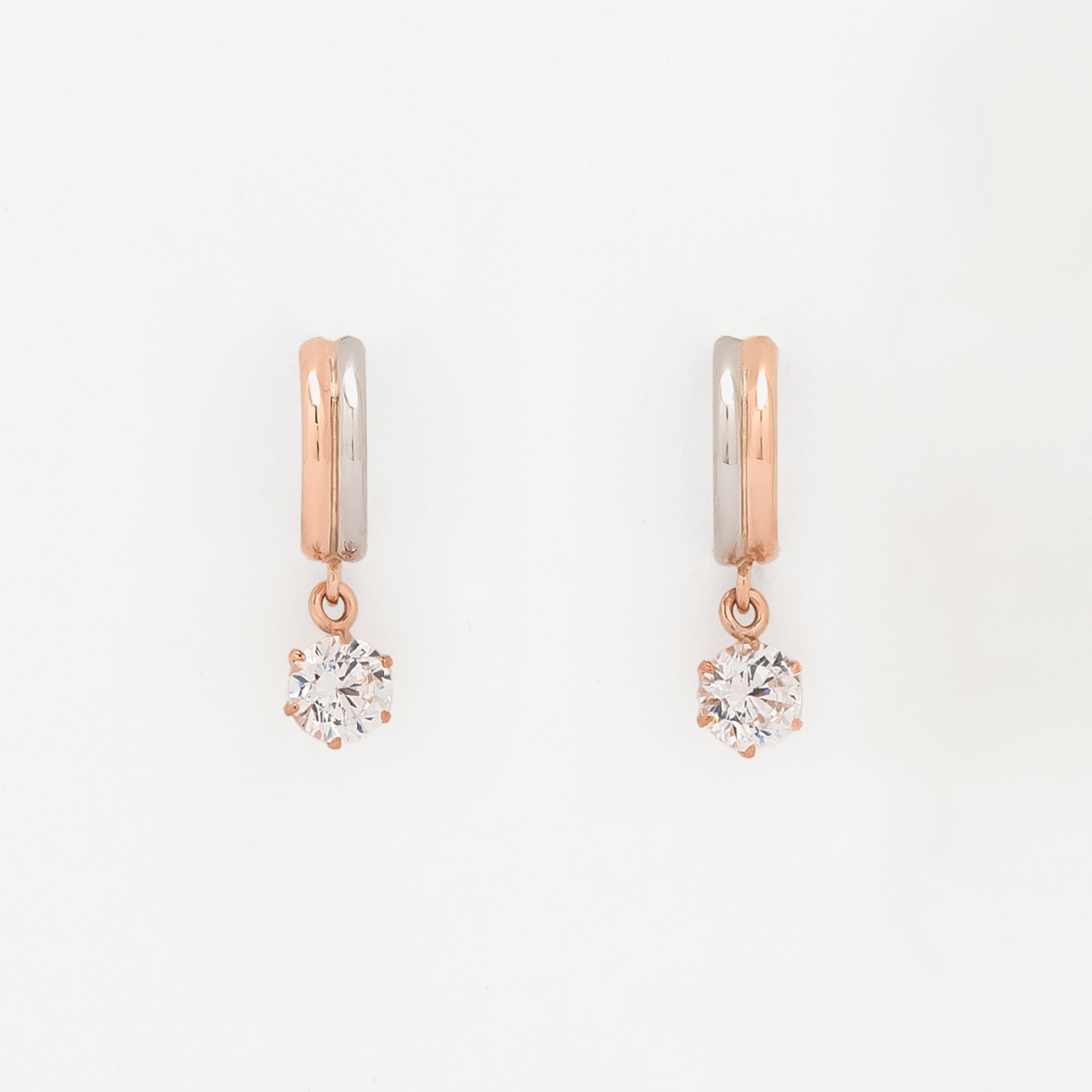 K10 ピンクゴールド/プラチナ キュービックジルコニア ピアス