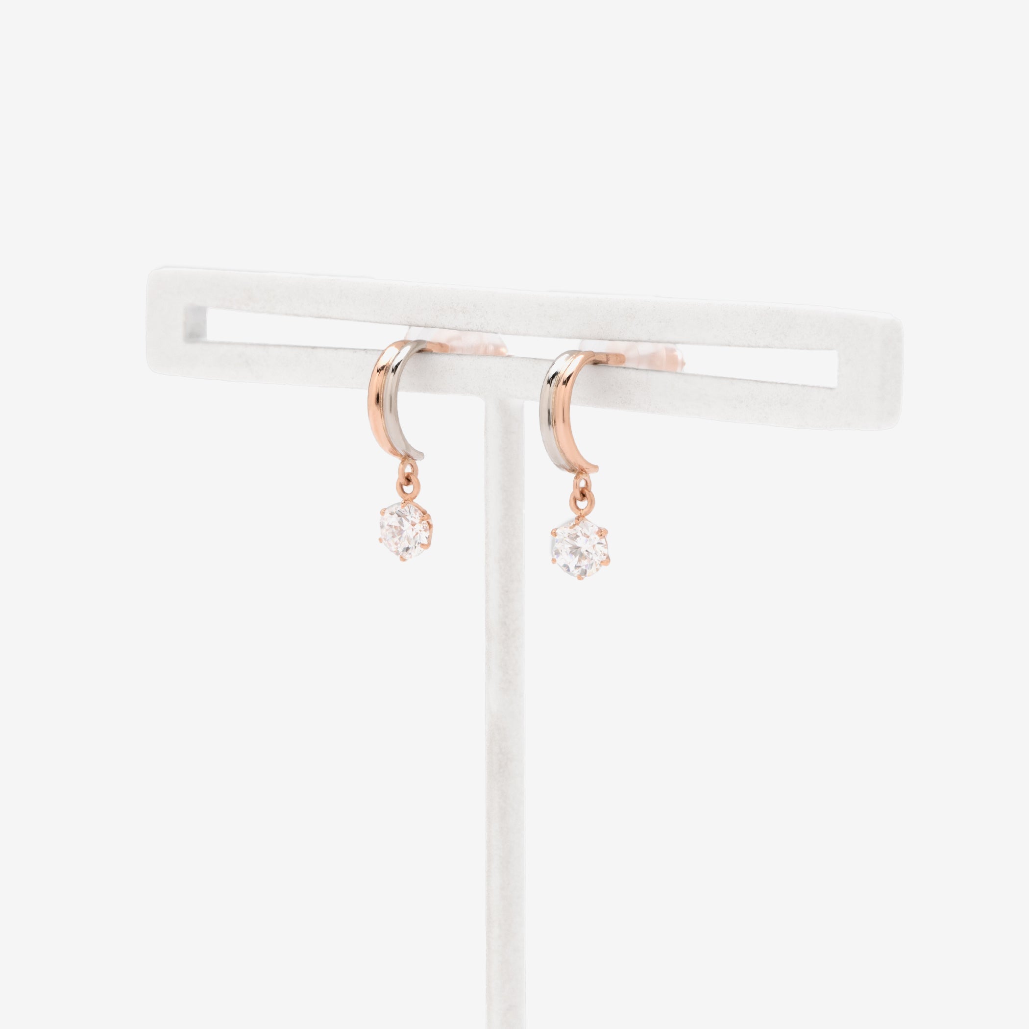 K10 ピンクゴールド/プラチナ キュービックジルコニア ピアス