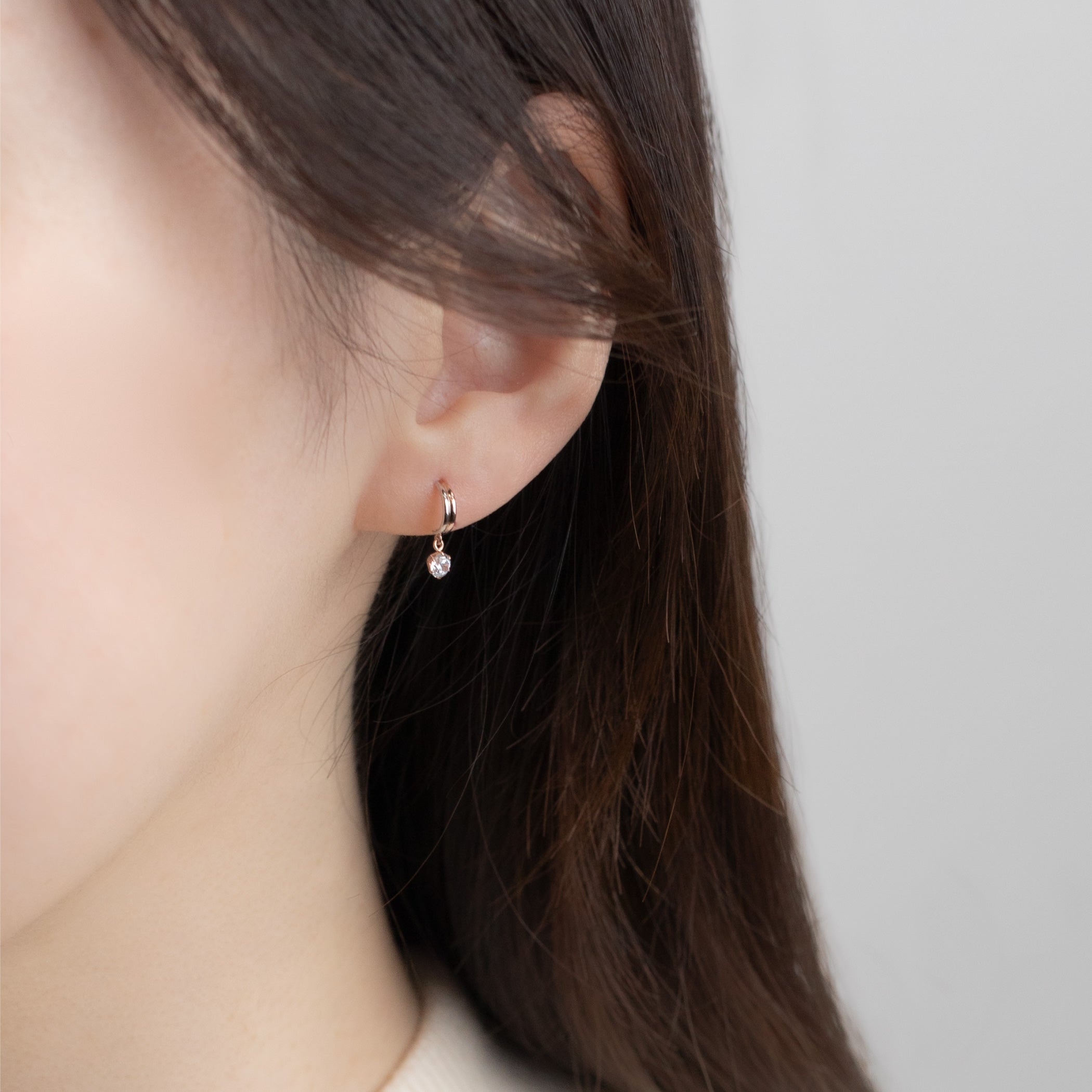 K10 ピンクゴールド/プラチナ キュービックジルコニア ピアス