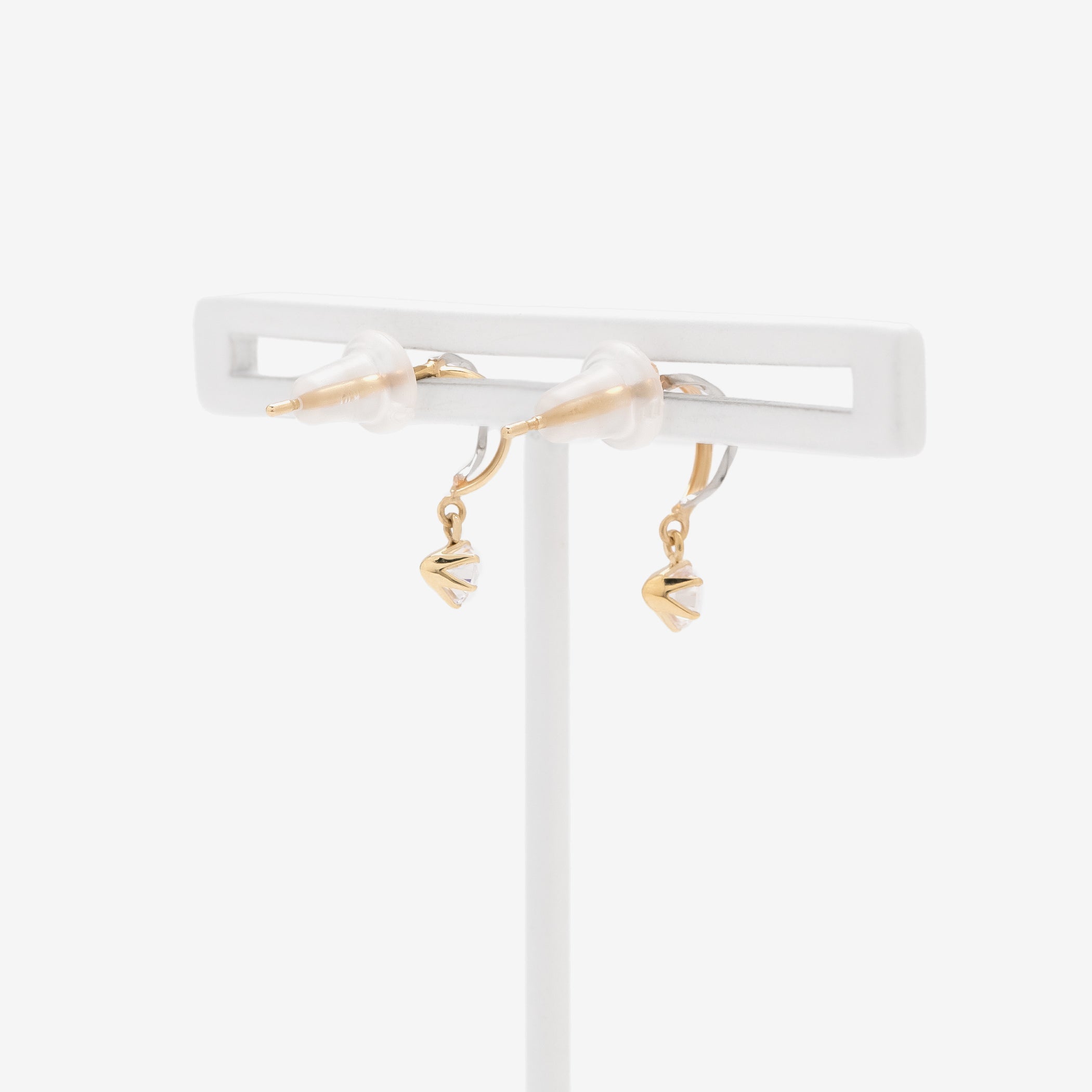 K10 イエローゴールド/プラチナ キュービックジルコニア ピアス