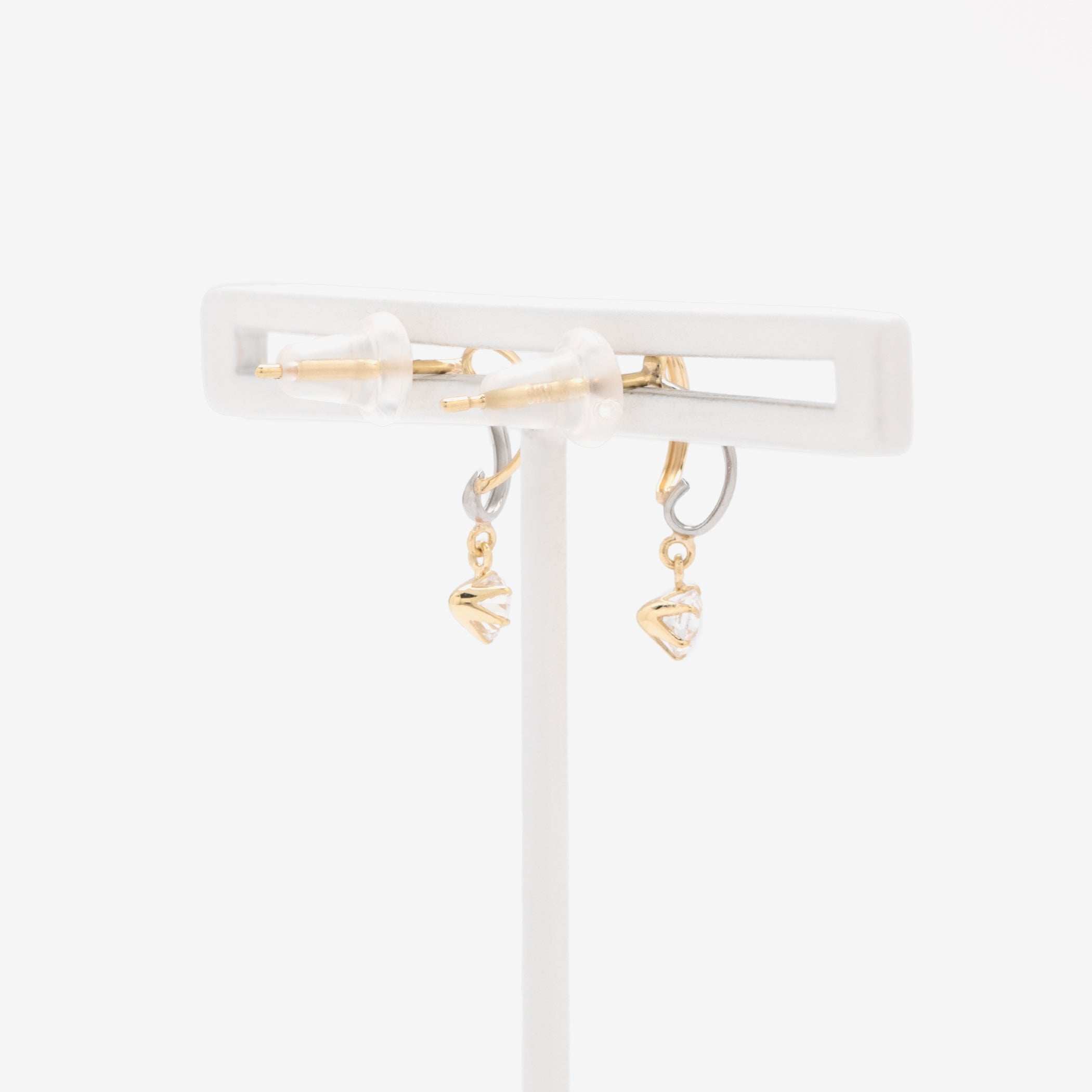 K10 イエローゴールド/プラチナ キュービックジルコニア ピアス