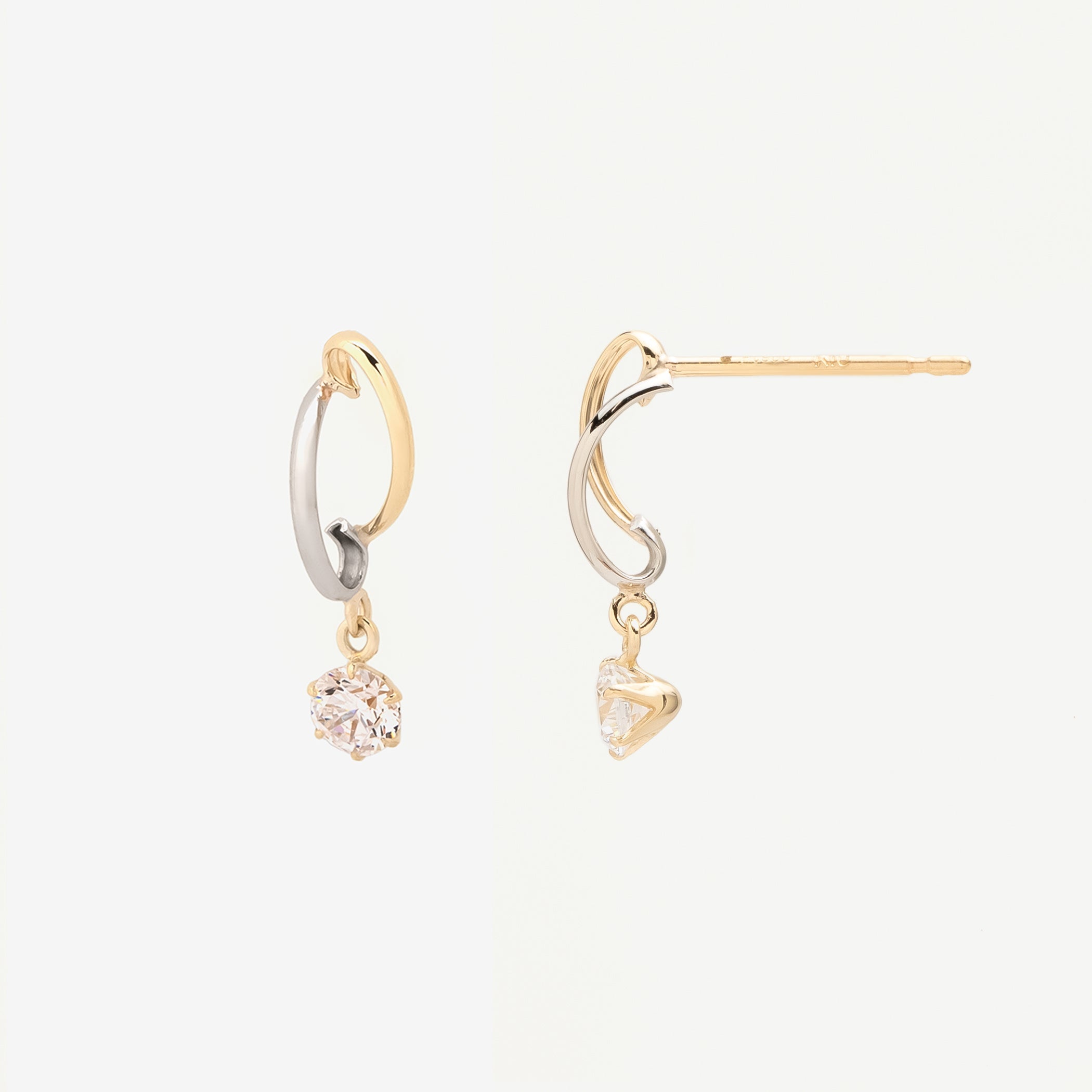 K10 イエローゴールド/プラチナ キュービックジルコニア ピアス