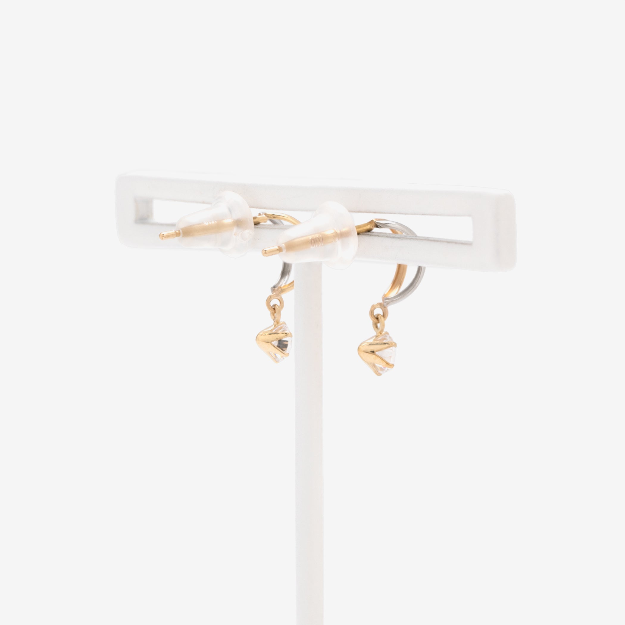 K10 イエローゴールド/プラチナ キュービックジルコニア ピアス