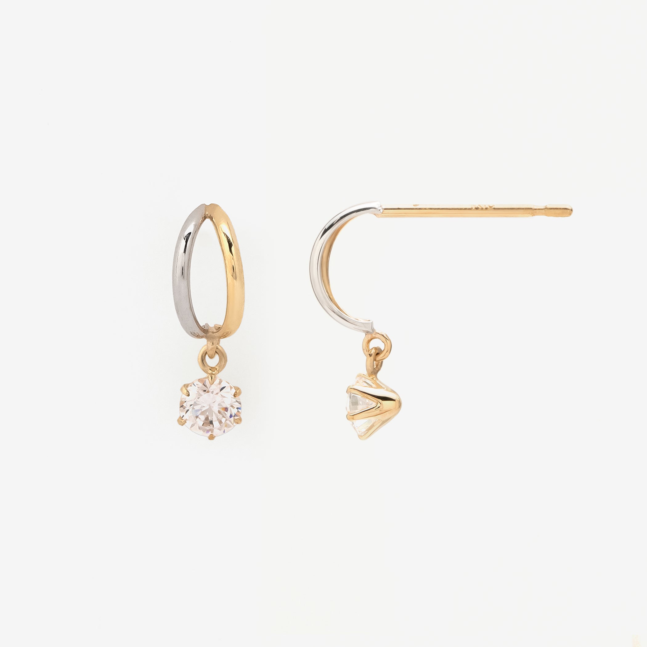 K10 イエローゴールド/プラチナ キュービックジルコニア ピアス