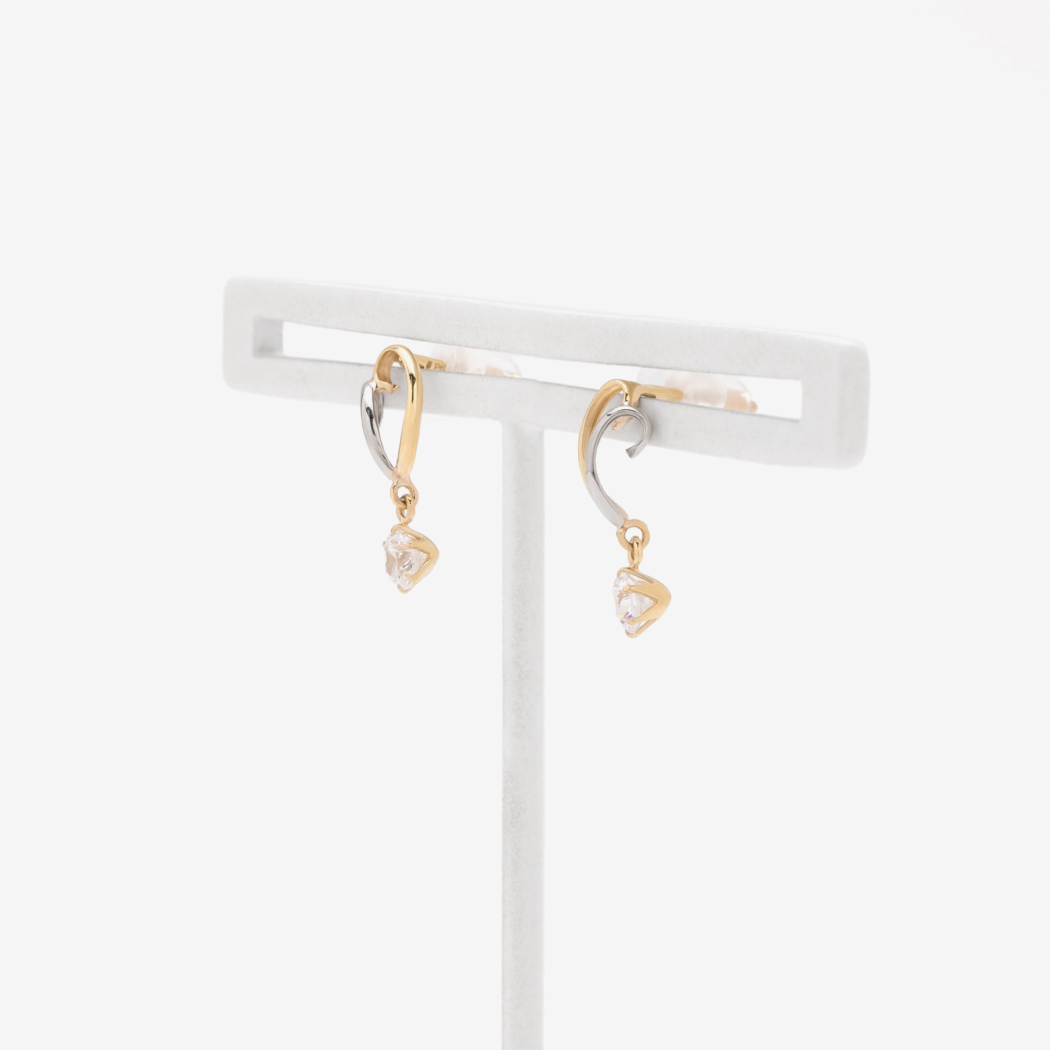 K10 イエローゴールド/プラチナ キュービックジルコニア ピアス