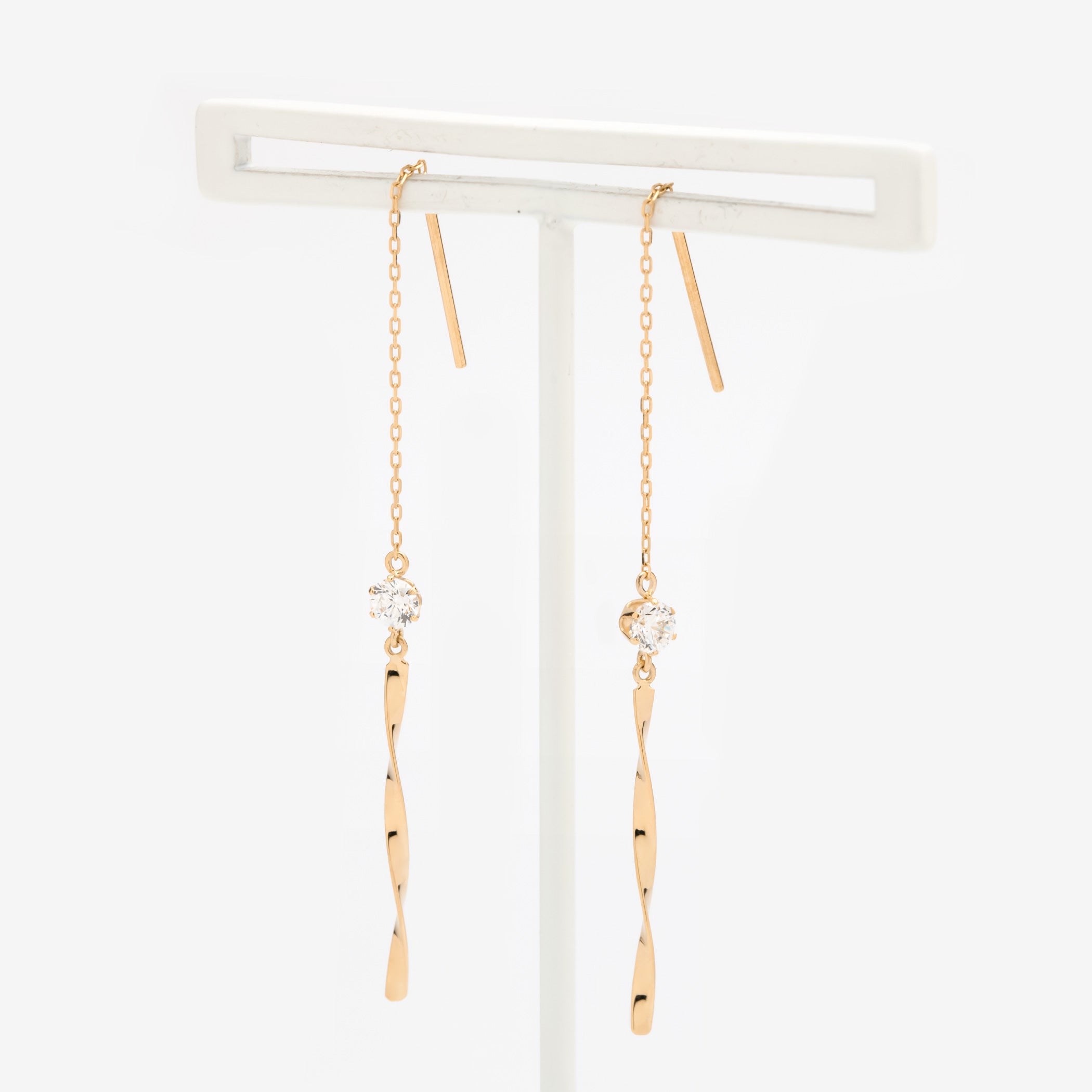 K10 イエローゴールド キュービックジルコニア アメリカン ピアス