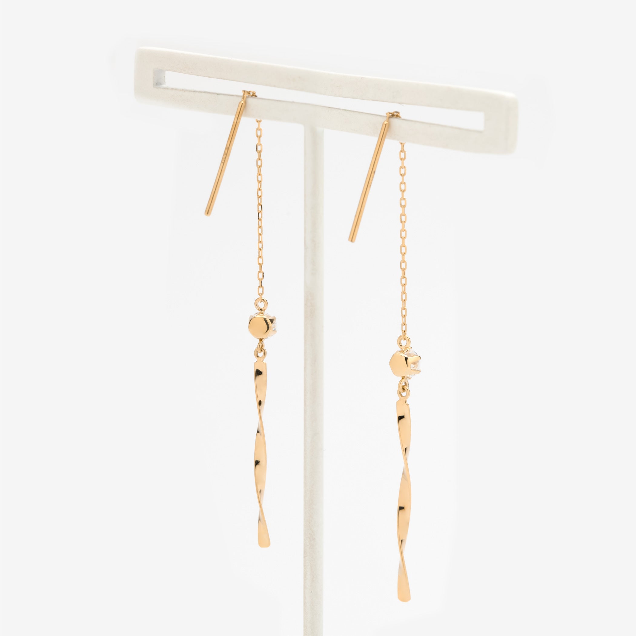 K10 イエローゴールド キュービックジルコニア アメリカン ピアス