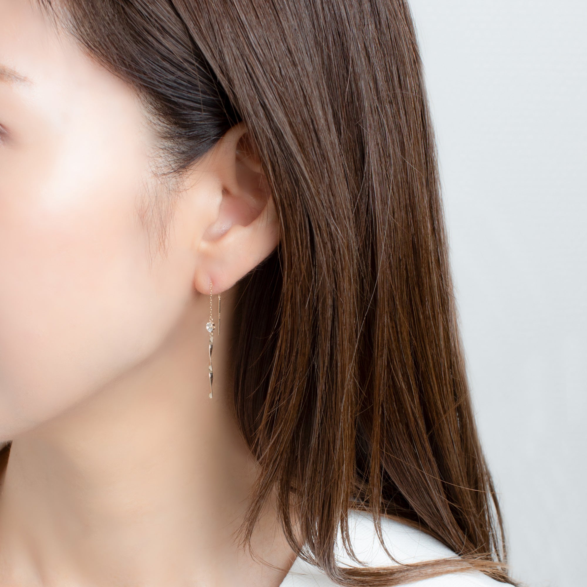 K10 イエローゴールド キュービックジルコニア アメリカン ピアス