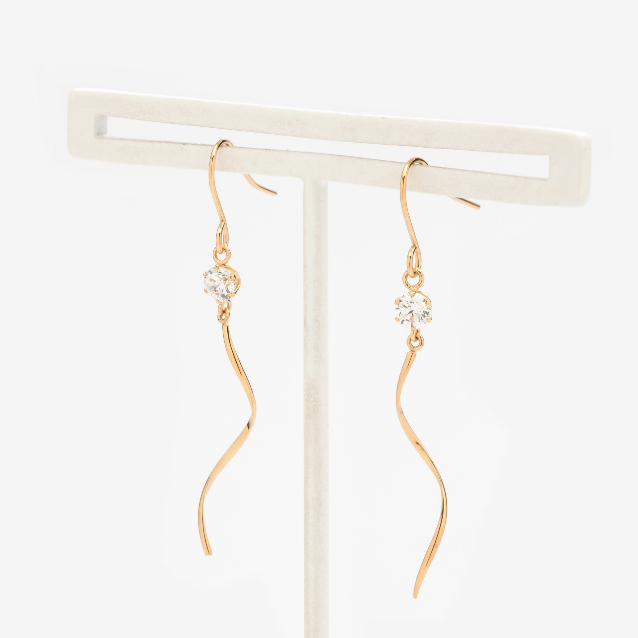 K10 イエローゴールド キュービックジルコニア フック ピアス