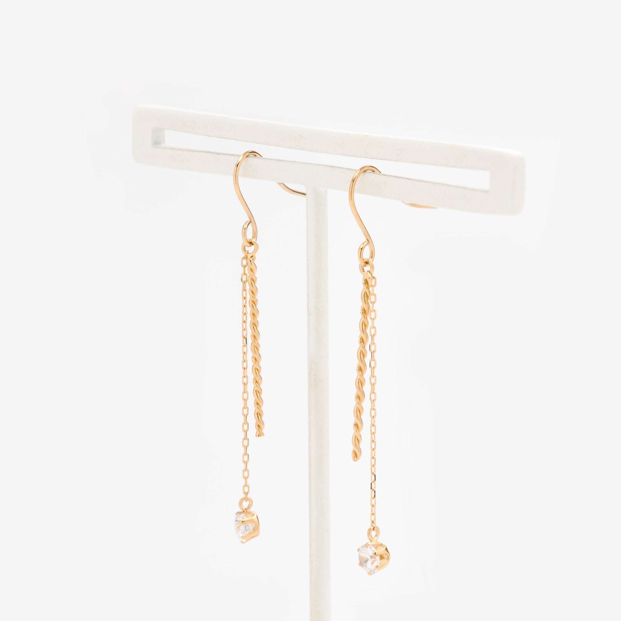 K10 イエローゴールド キュービックジルコニア フック ピアス