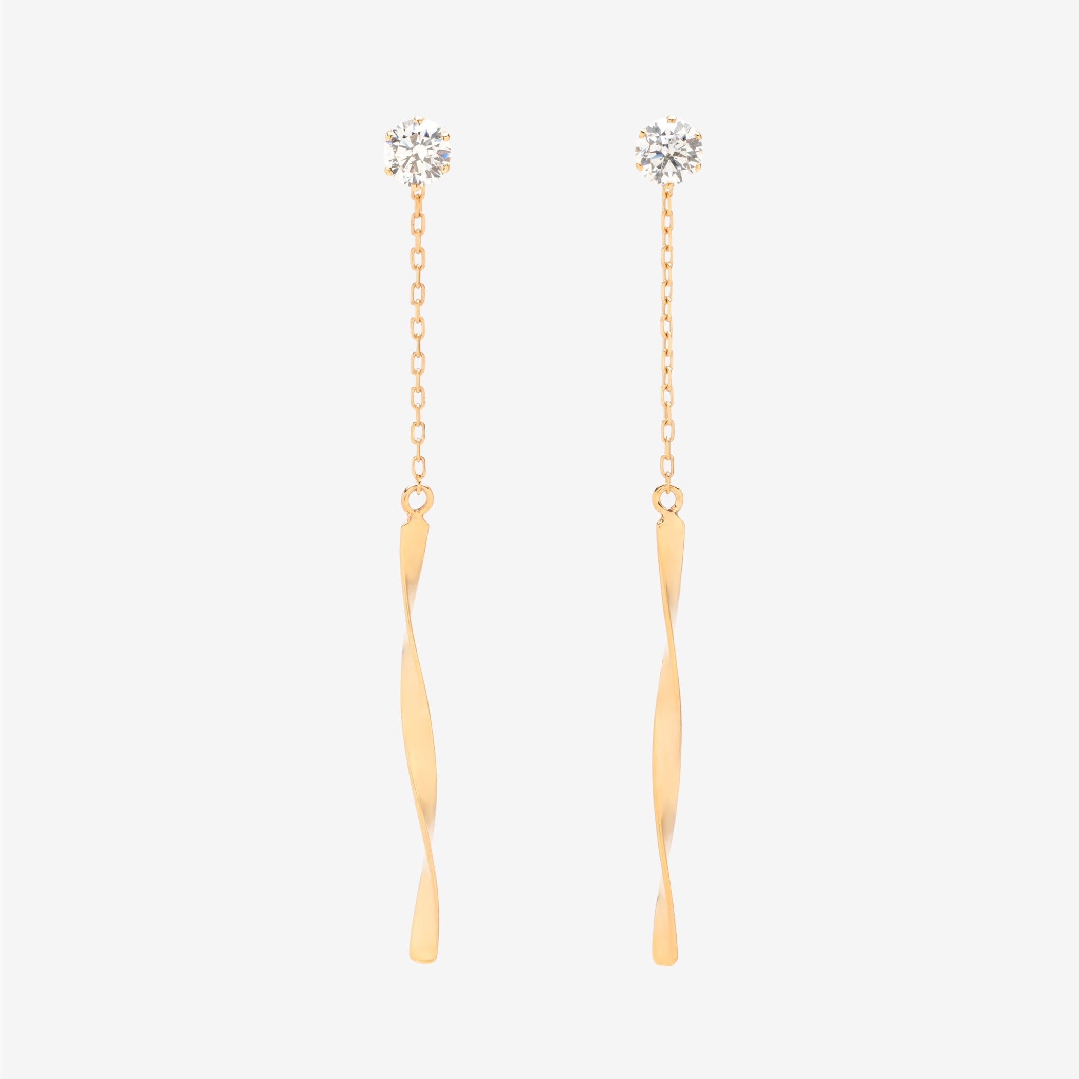 K10 イエローゴールド キュービックジルコニア ピアス