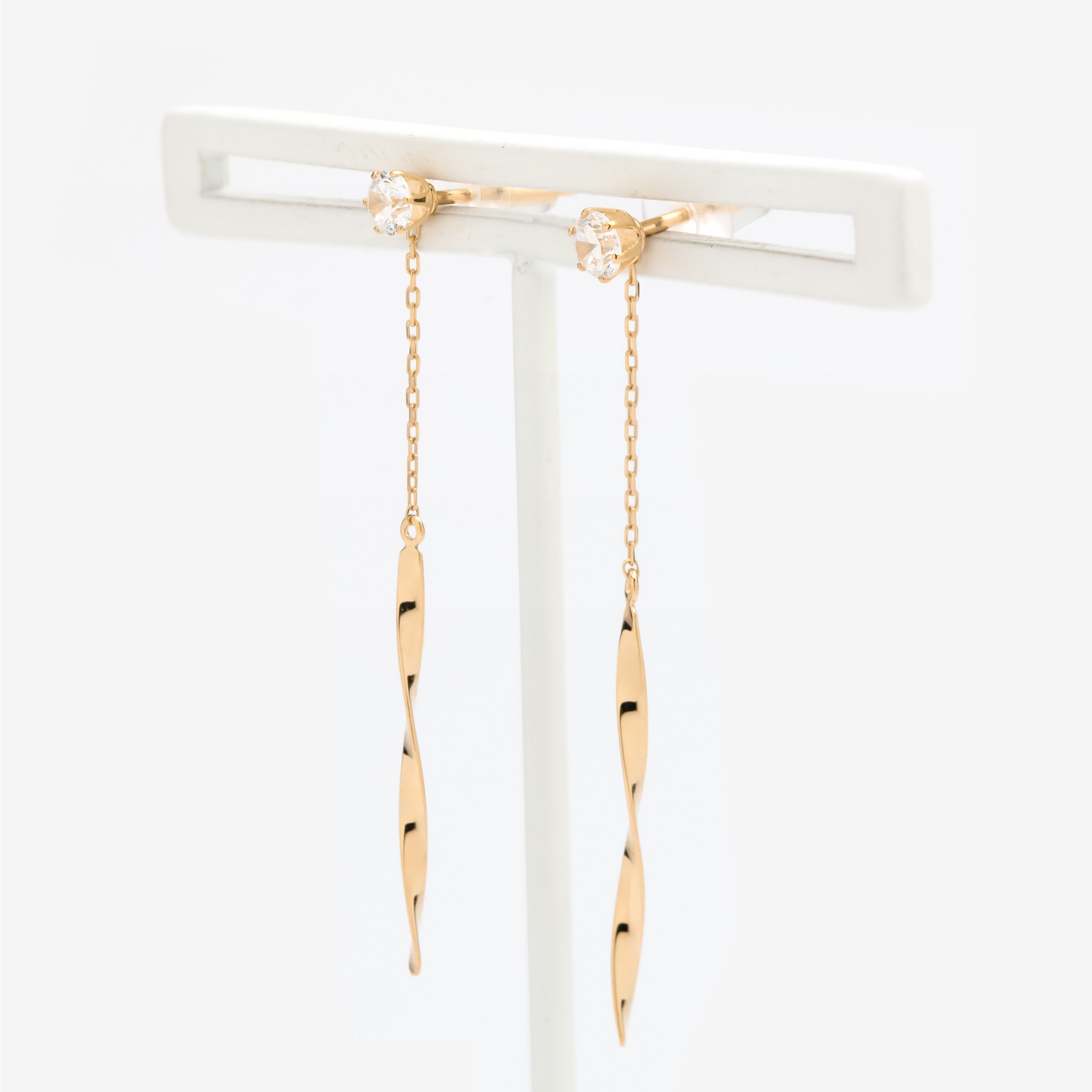 K10 イエローゴールド キュービックジルコニア ピアス