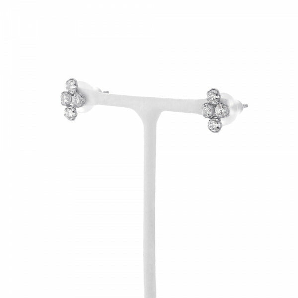 K18 ホワイトゴールド キュービックジルコニア クロス ピアス