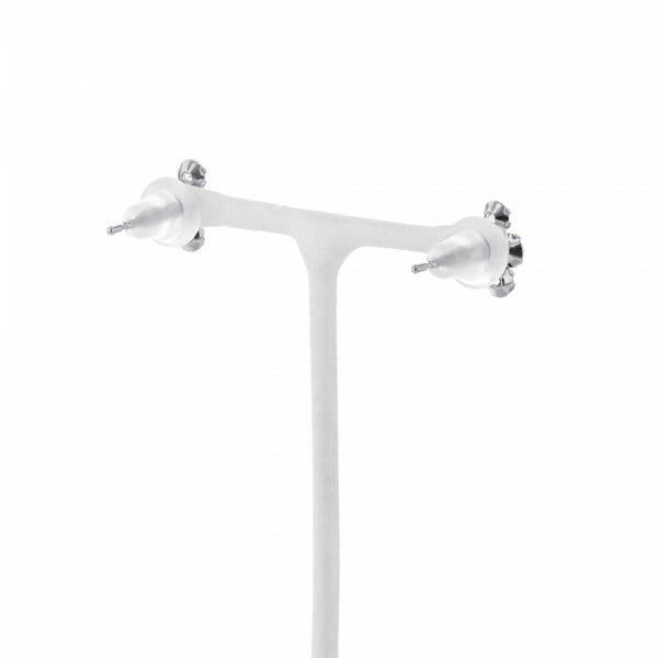 K18 ホワイトゴールド キュービックジルコニア クロス ピアス