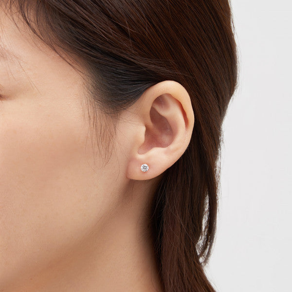 K18 ピンクゴールド キュービックジルコニア ピアス(4mm)