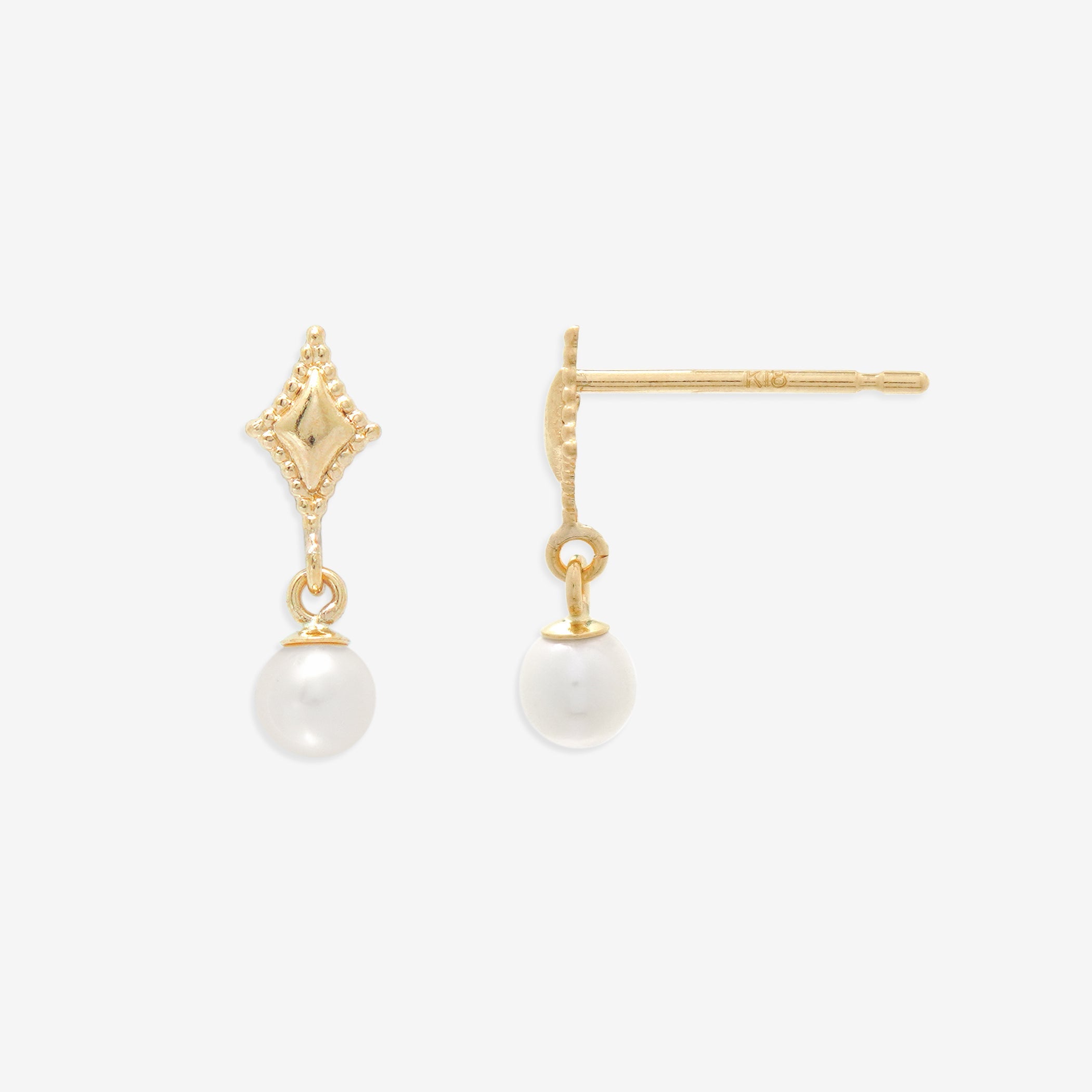 6月誕生石 K18 イエローゴールド 淡水パール ピアス