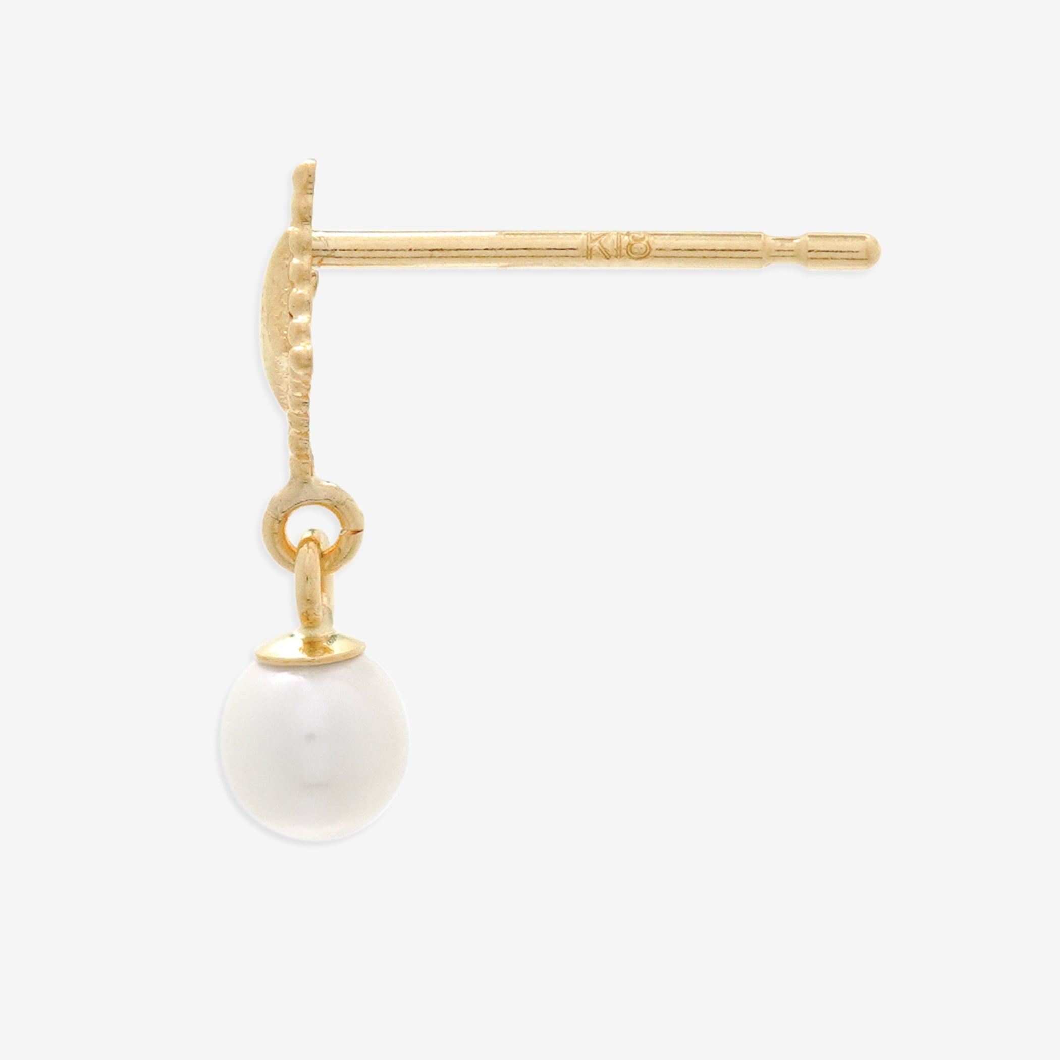 6月誕生石 K18 イエローゴールド 淡水パール ピアス