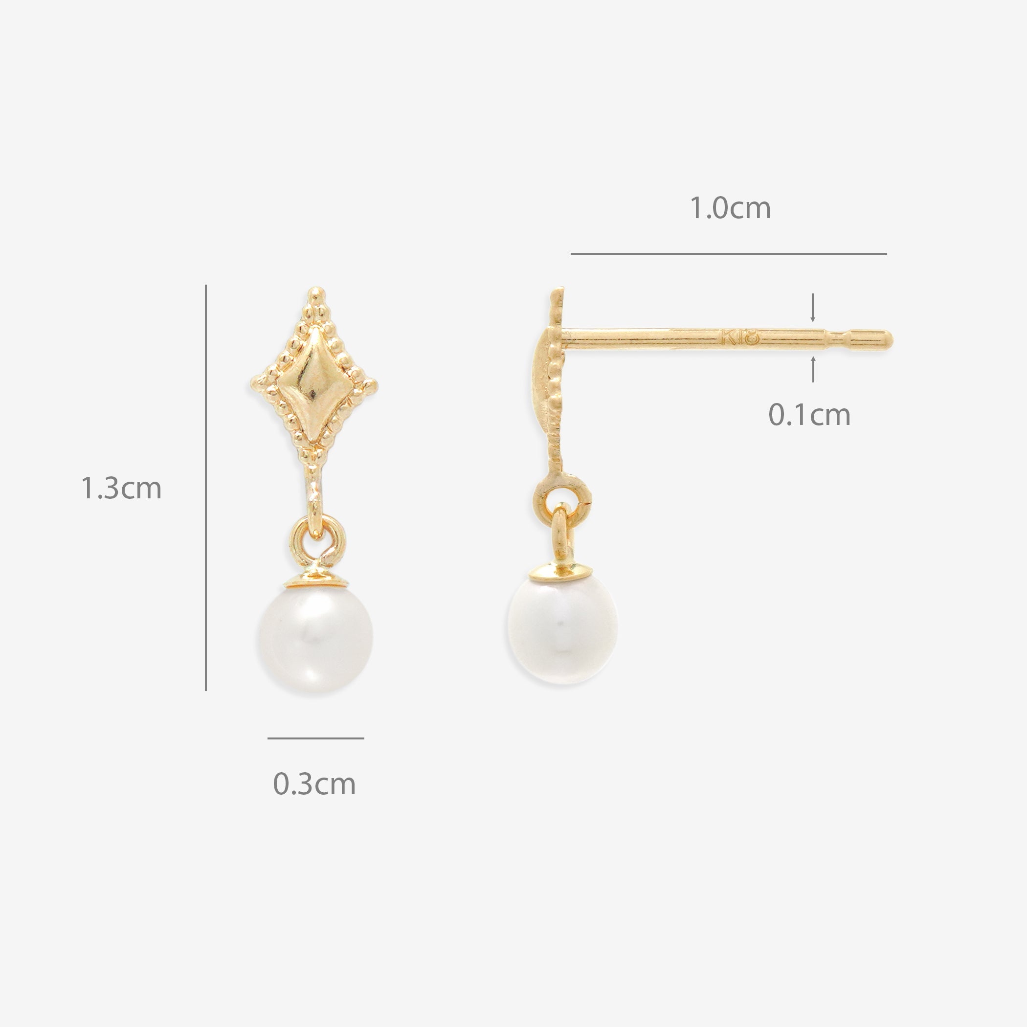 6月誕生石 K18 イエローゴールド 淡水パール ピアス